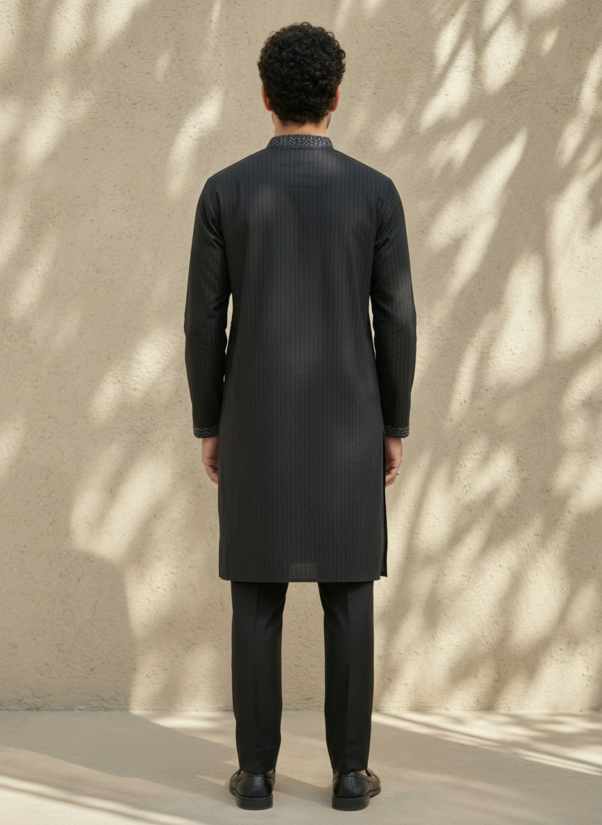 Chevron Pintucked Kurta Set