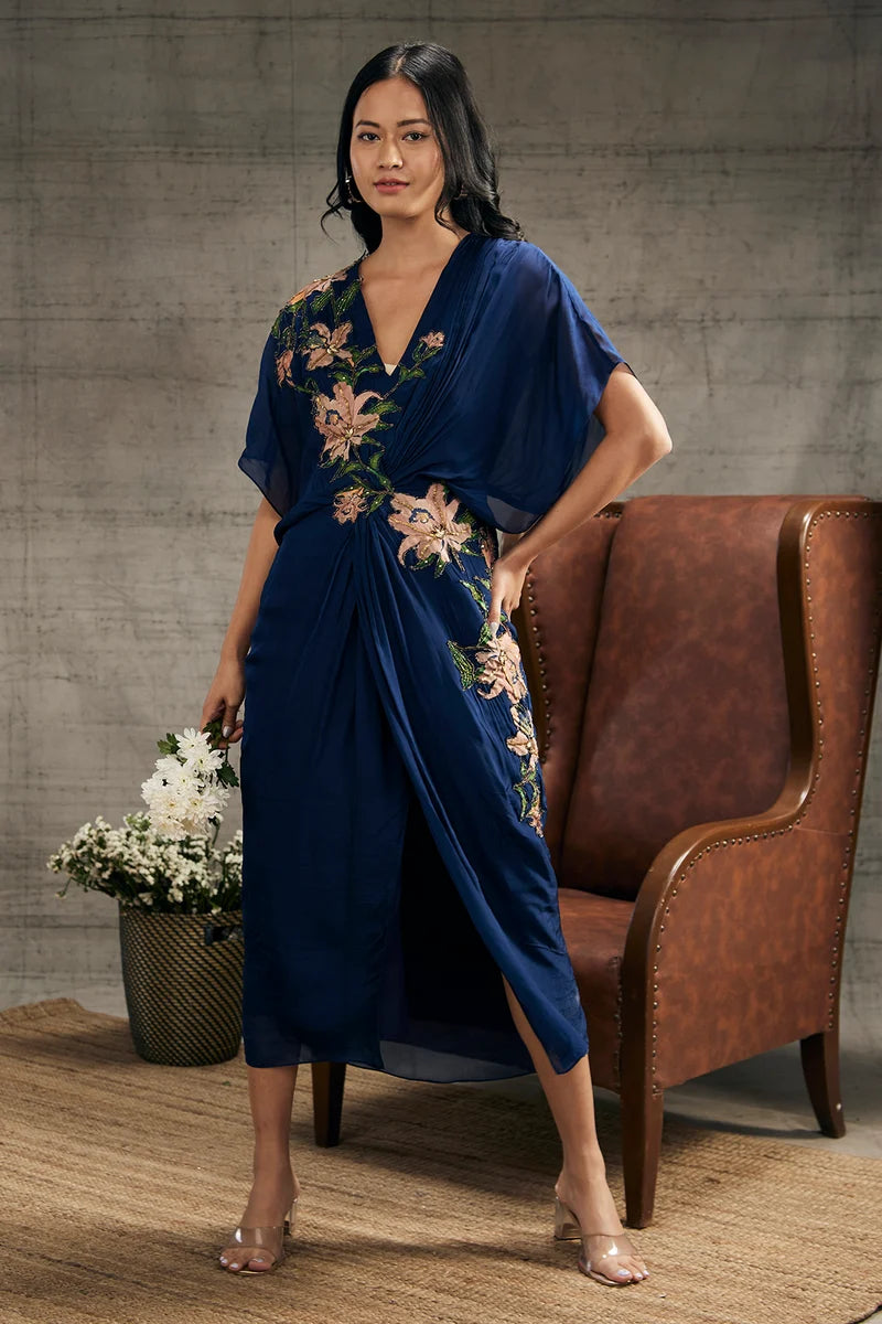 ORCHID BLOOM EMBROIDERED PATCHWORK DRESS