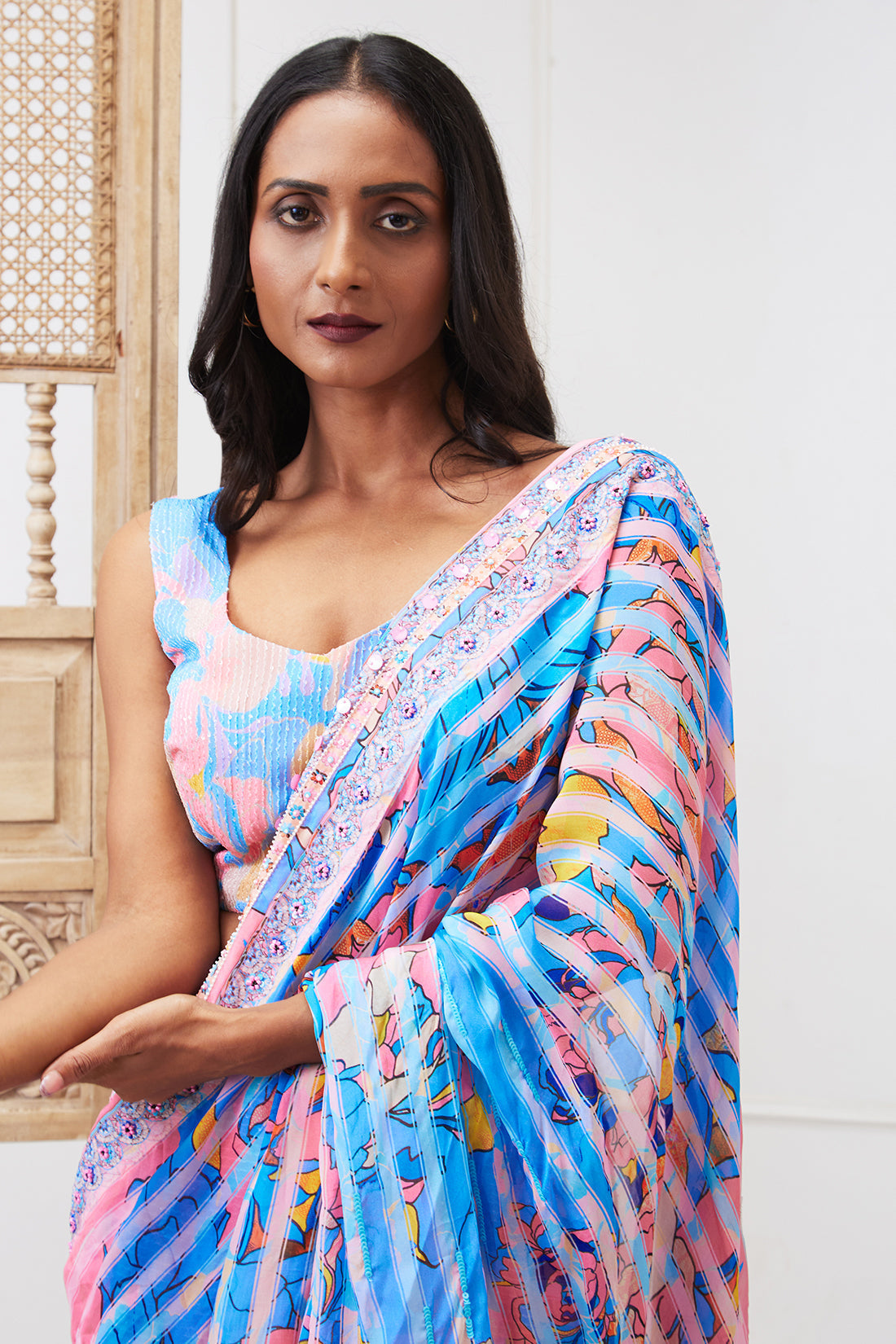 Zaynab Sequin Pre-drape Saree