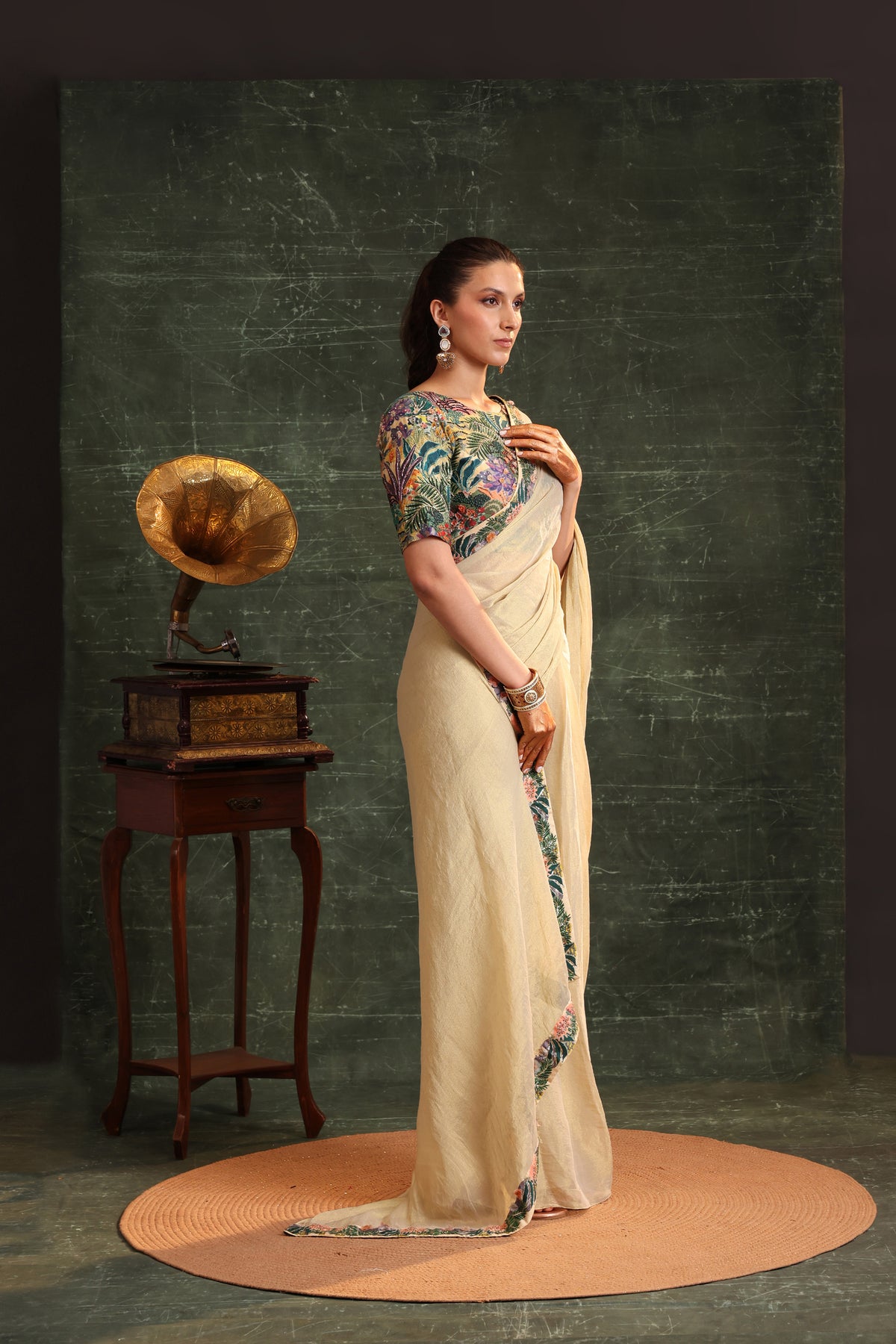 Kaira Embellished Pre-Stitched Saree Set