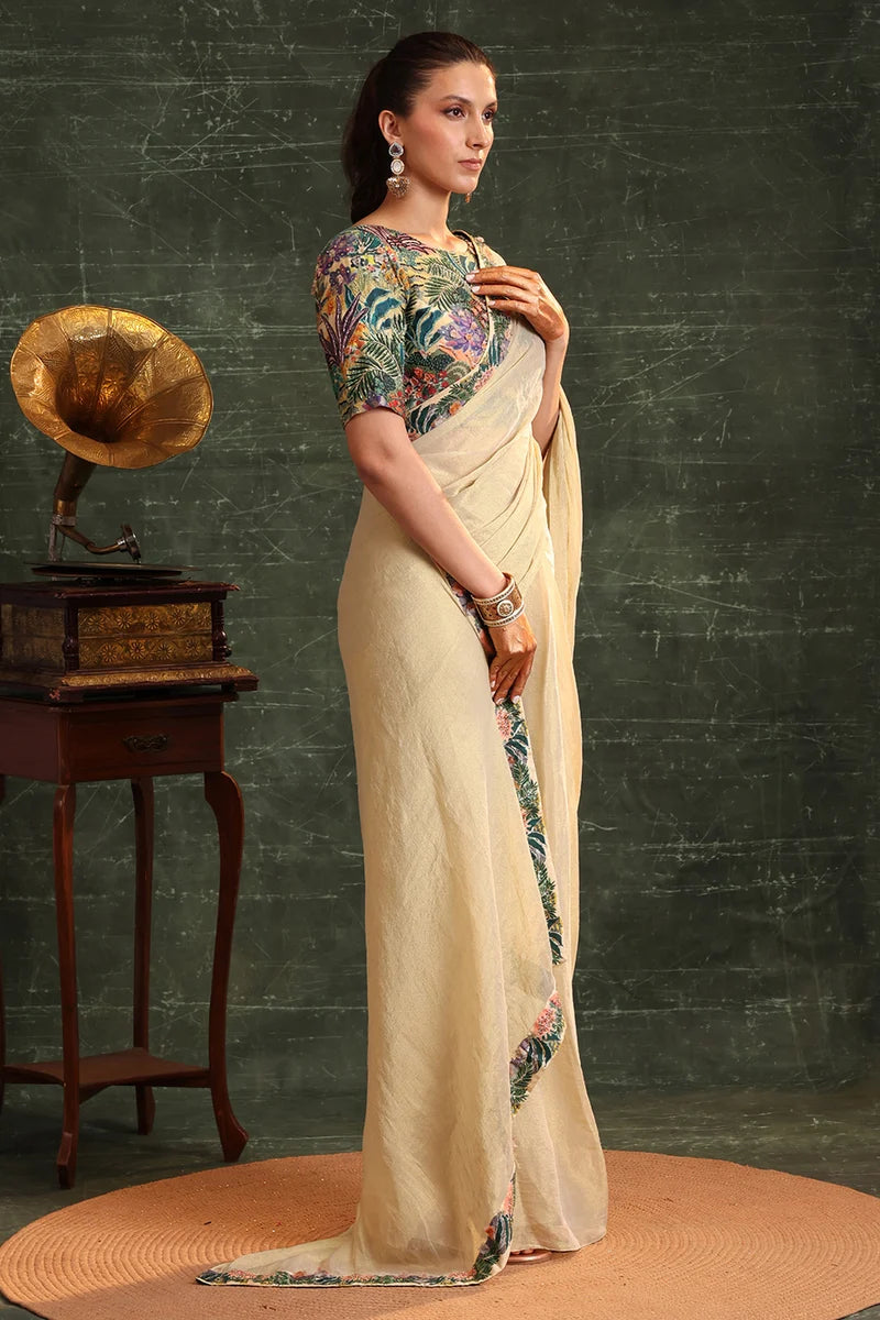 KAIRA EMBELLISHED PRE-STITCHED SAREE SET
