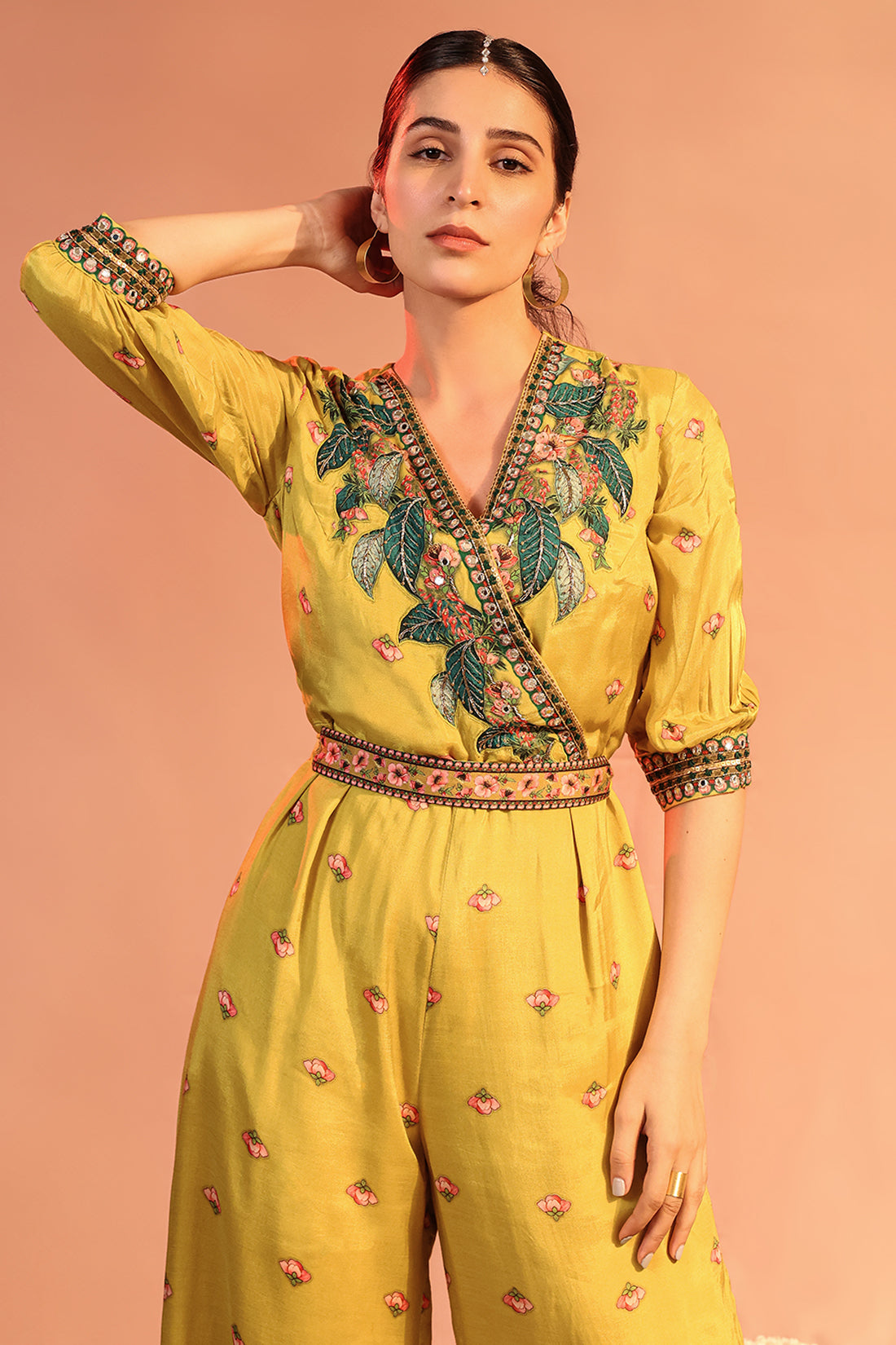 Tamaya embellished Overlap Jumpsuit With Belt