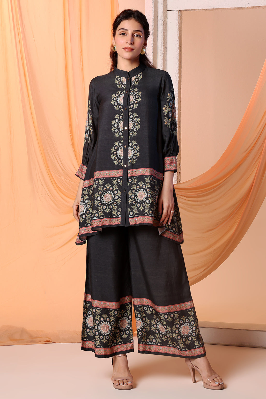 Eraya Embellished Co-Ord Set with Gathered Sleeves