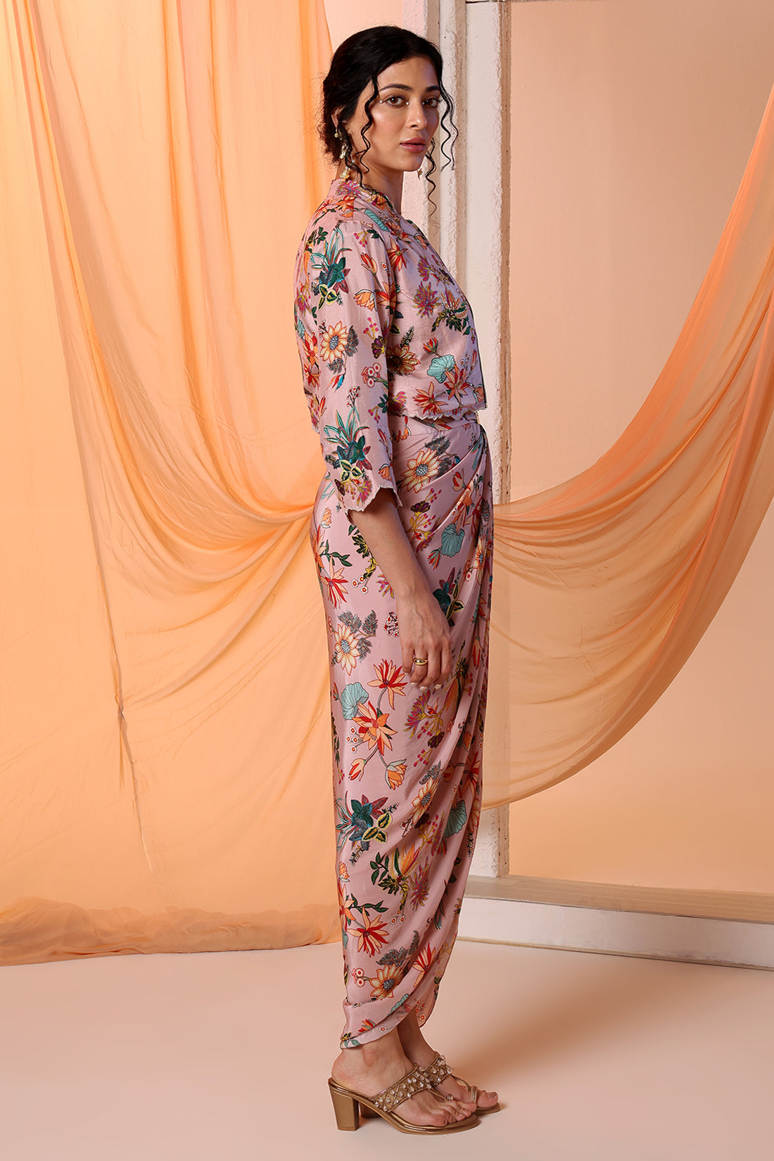 Arani Printed Drape Dress Set