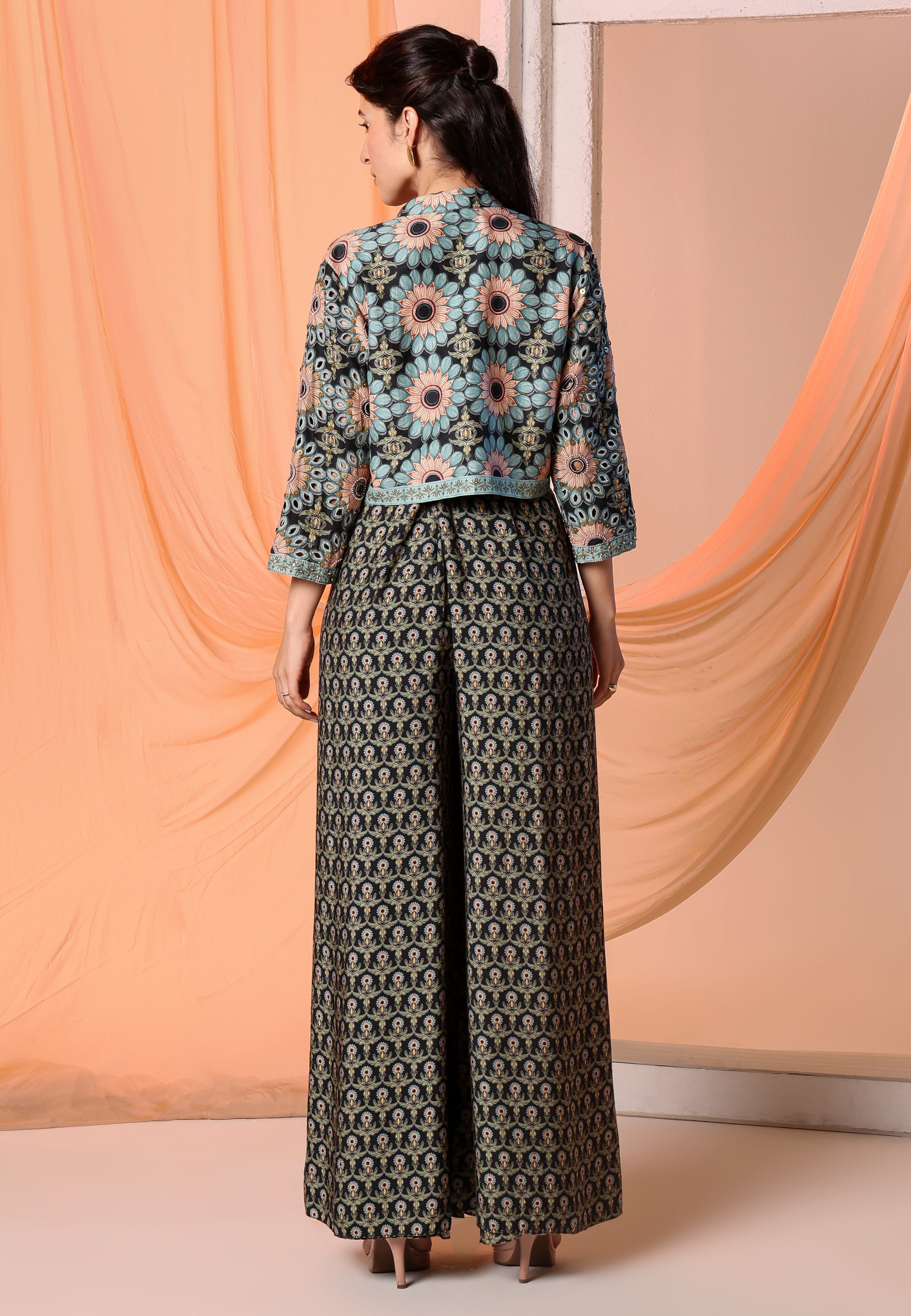 Eraya Embellished Printed Jumpsuit Set