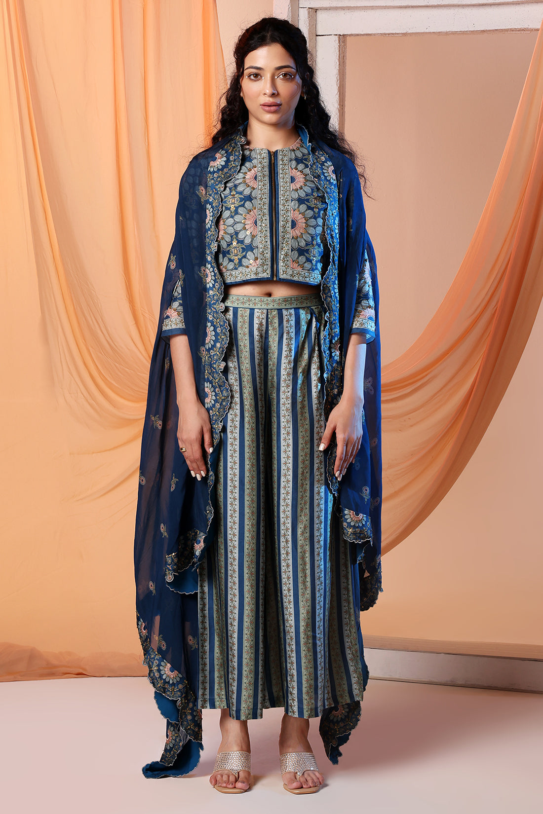 Earaya Printed Co-Ord Set with Cape