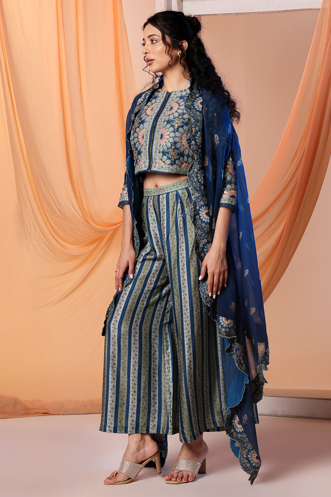 Earaya Printed Co-Ord Set with Cape