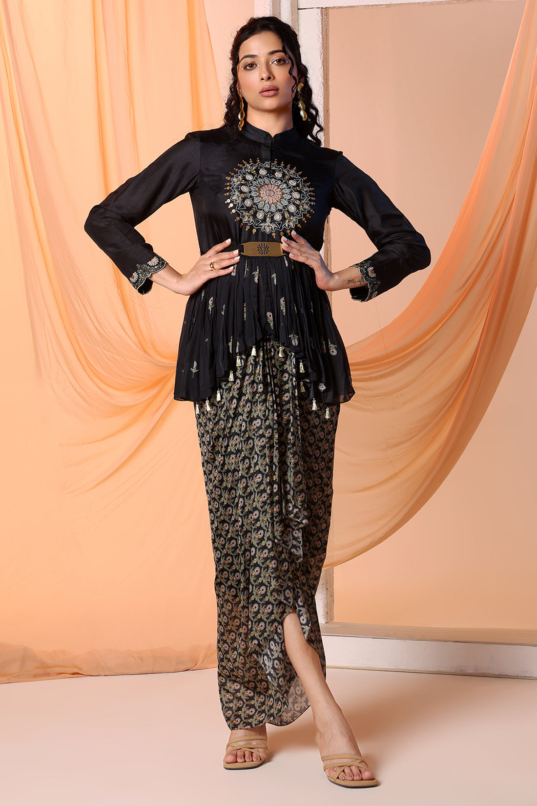 Eraya Embellished Drape Skirt Set