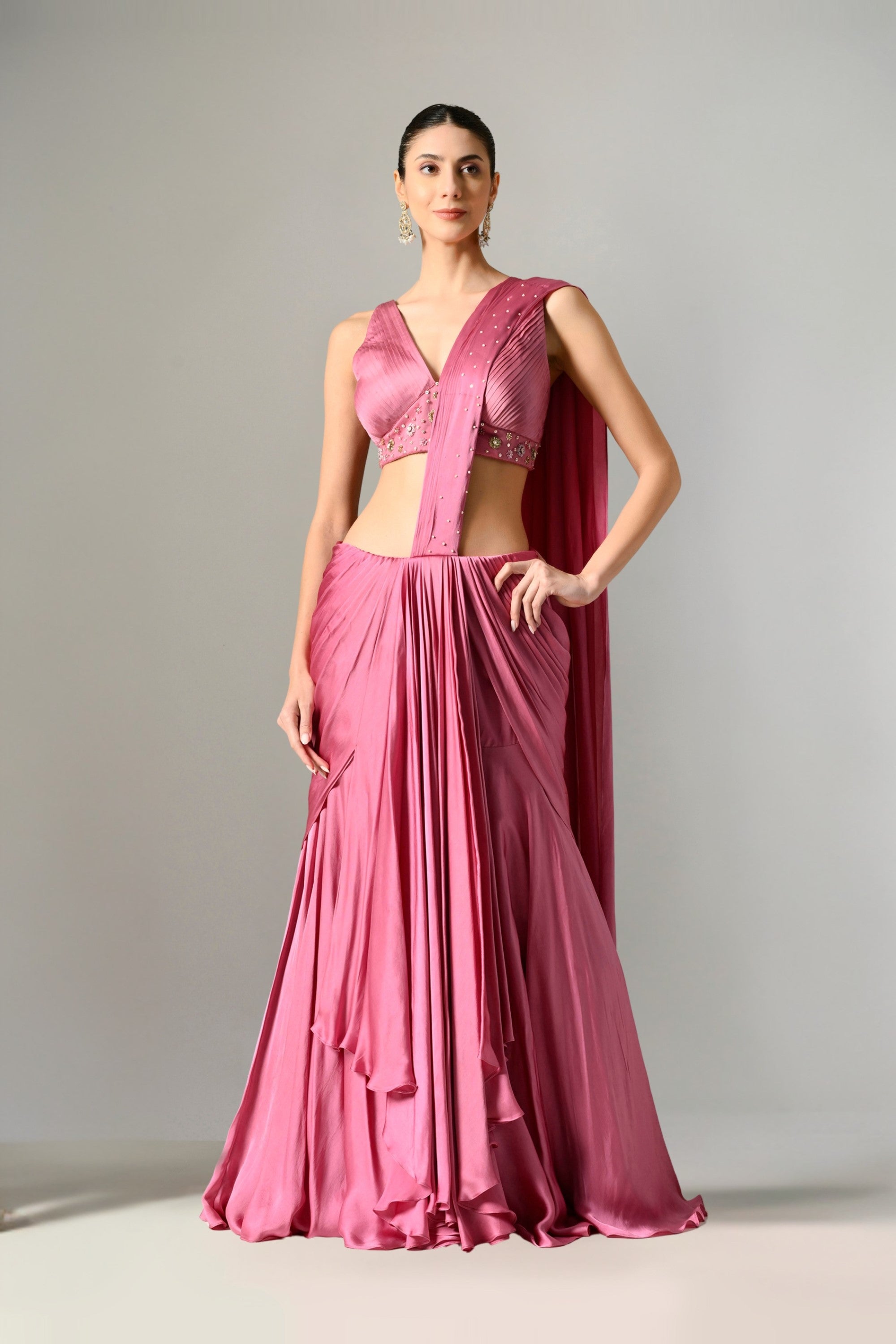 Lehenga Saree for Women in Mauve Color
