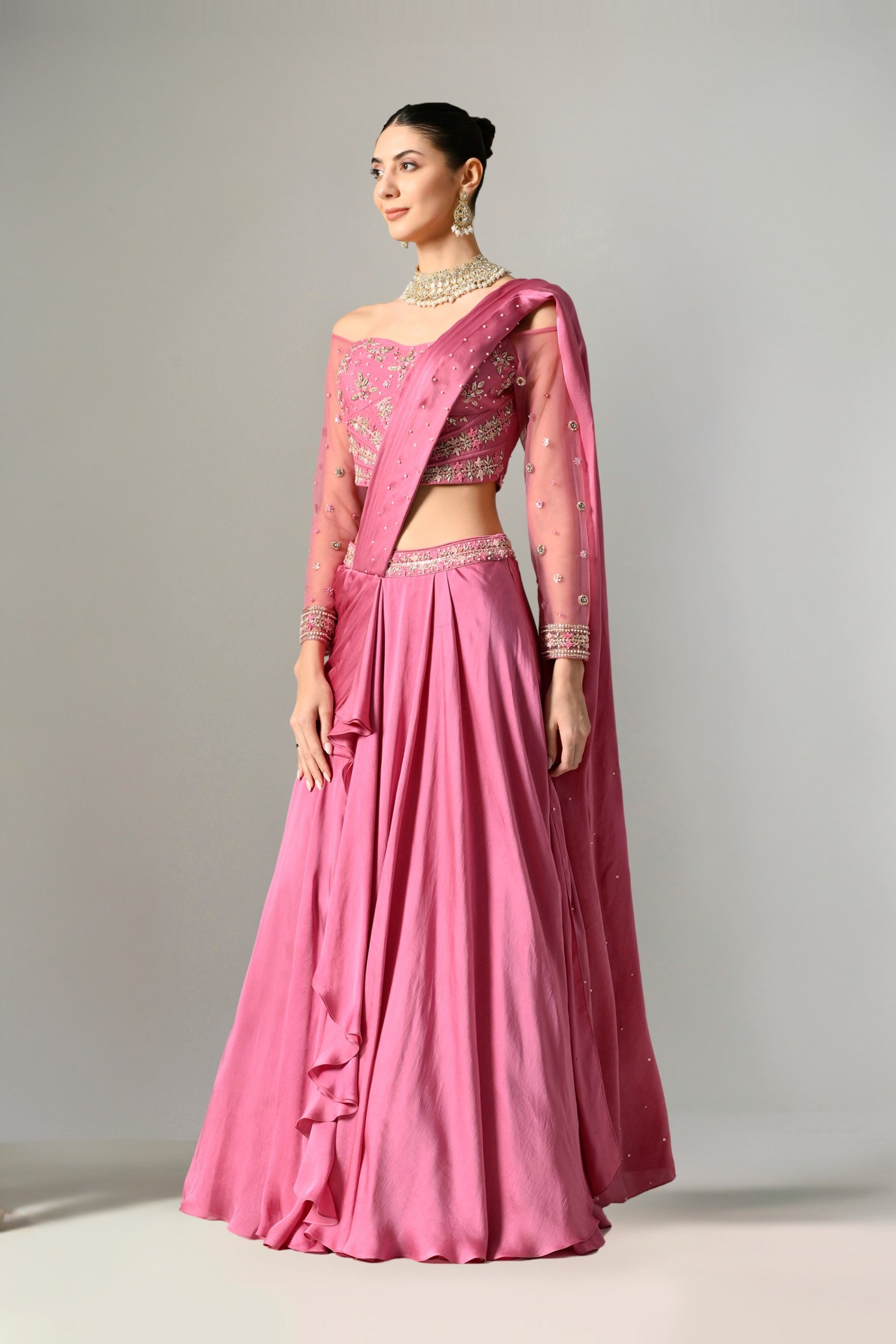 Saree Lehenga in Mauve Color
