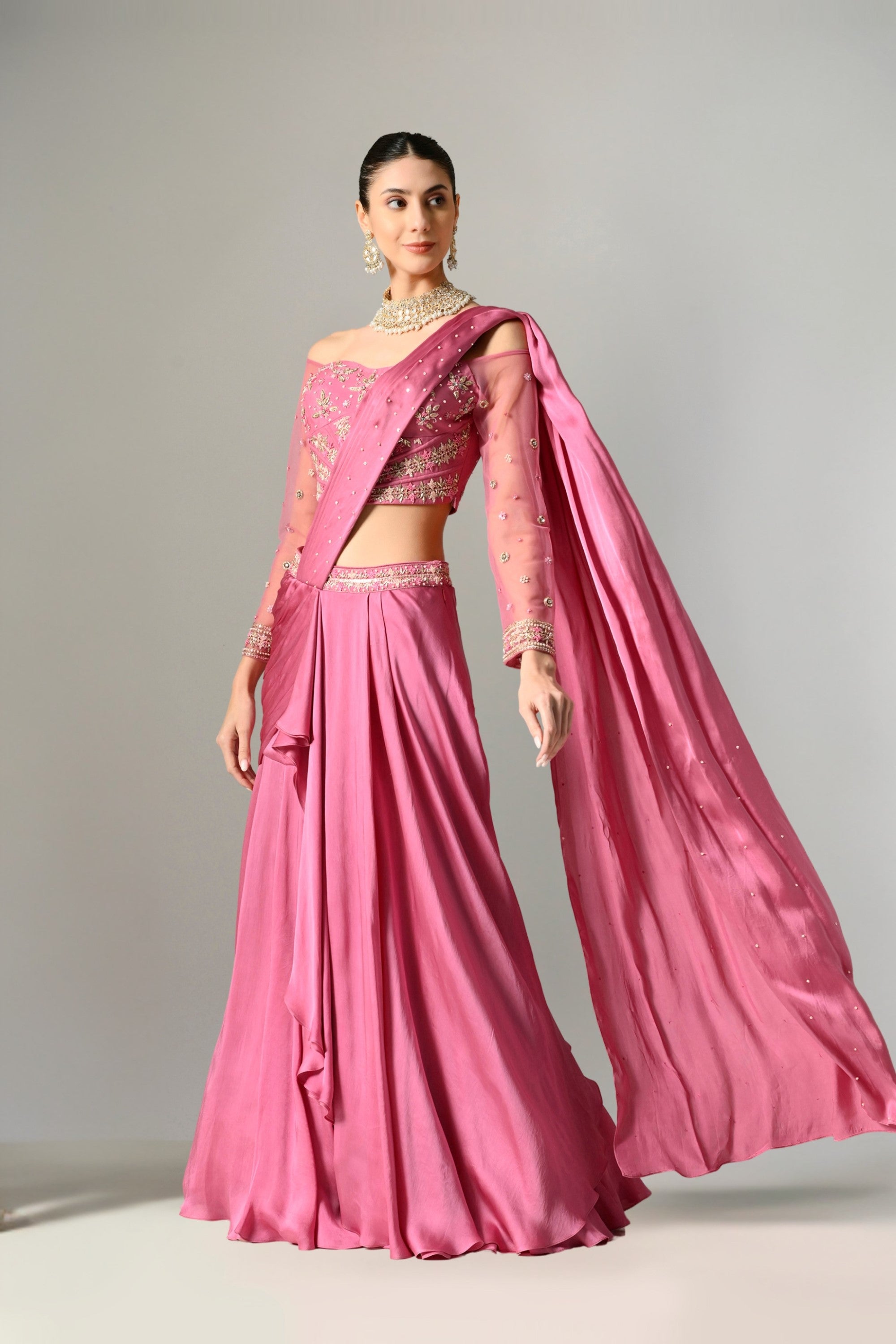 Saree Lehenga in Mauve Color