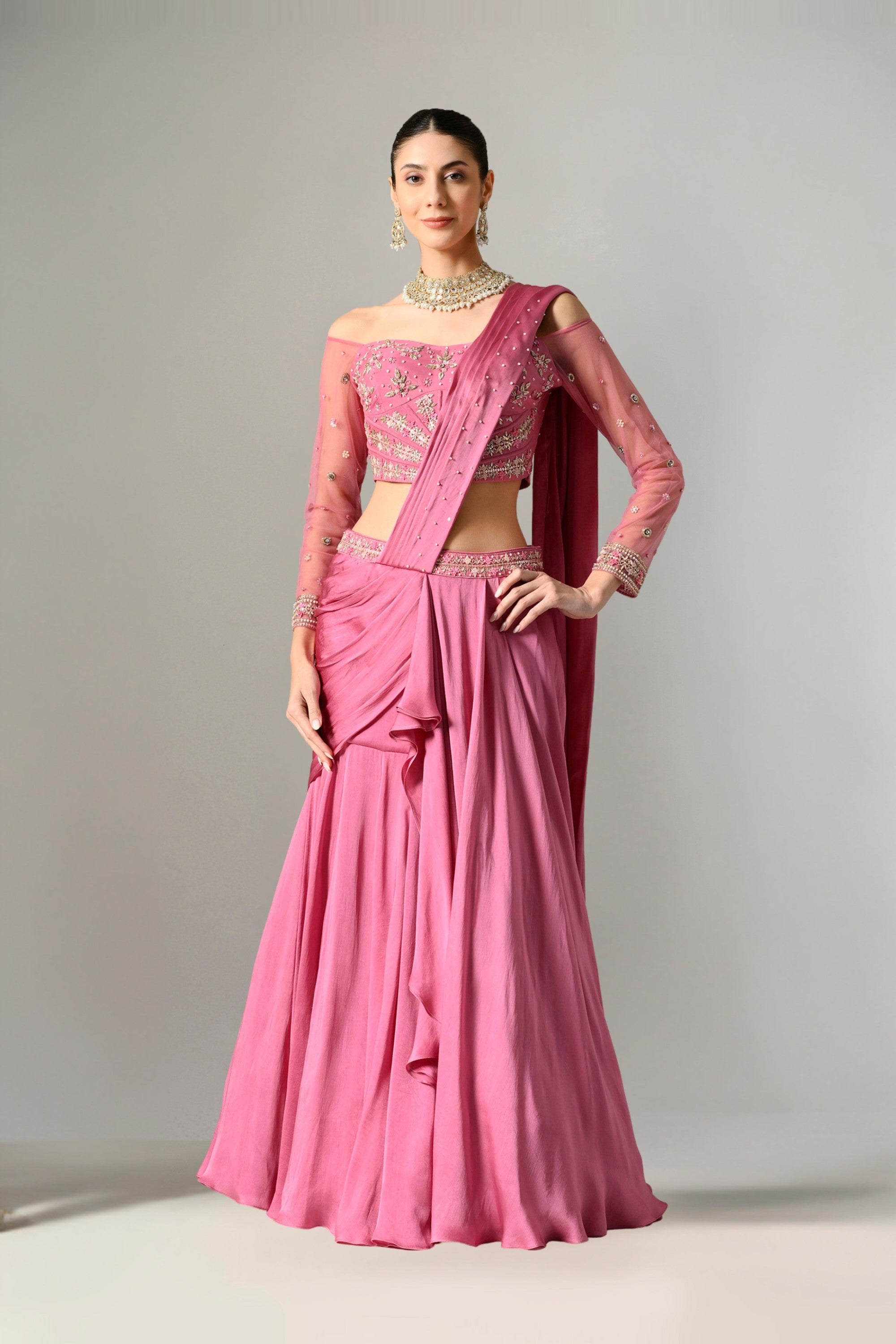 Saree Lehenga in Mauve Color