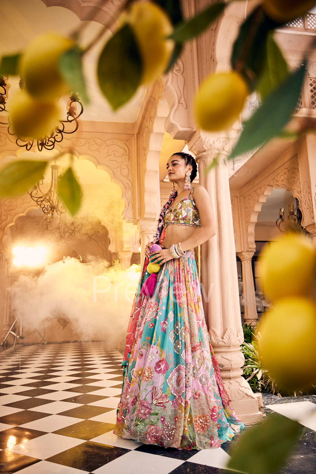 Turquoise 3D Lehenga Set