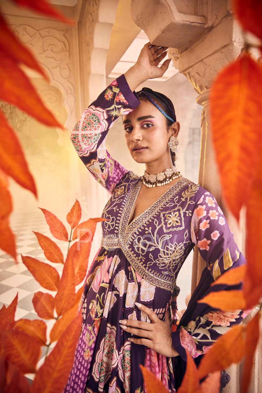 Purple Anarkali with Dupatta