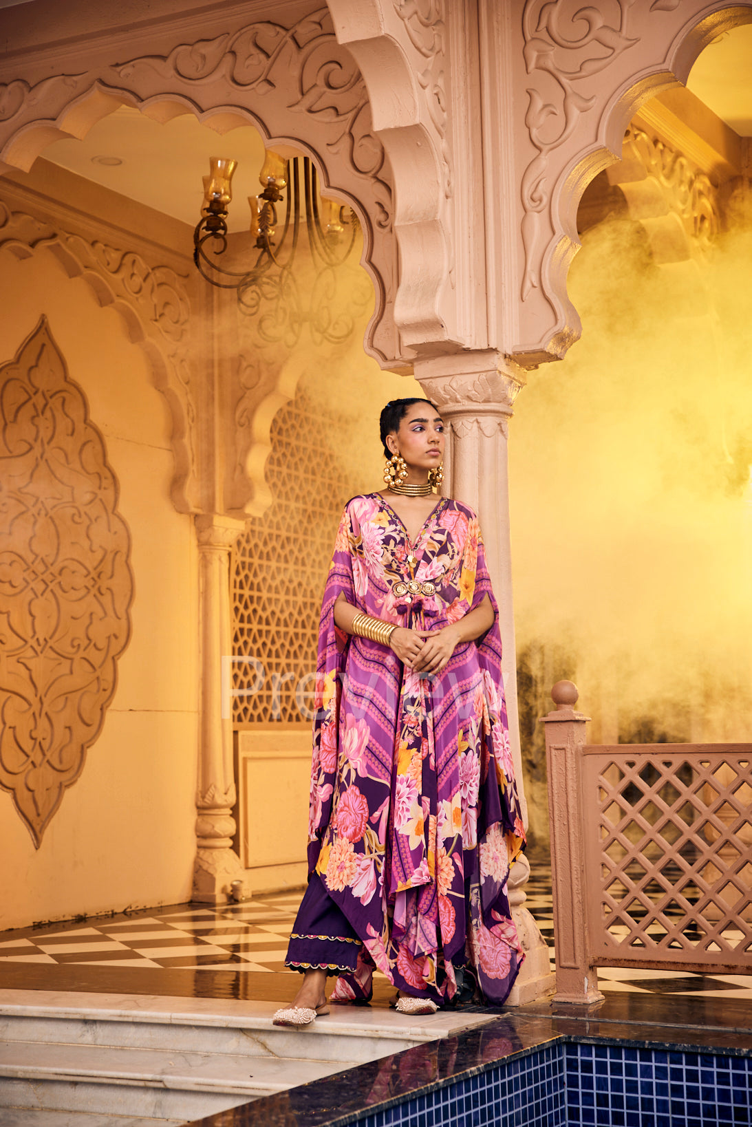 Purple Kaftan Pant Set