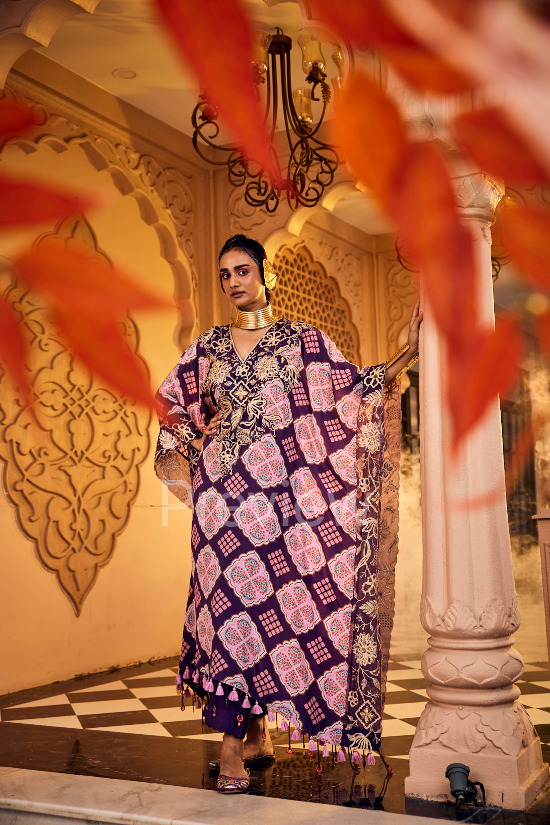Purple Kaftan with Tassels