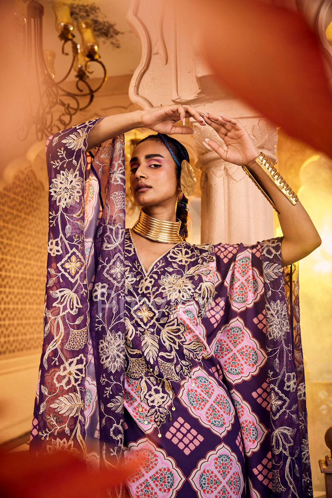 Purple Kaftan with Tassels