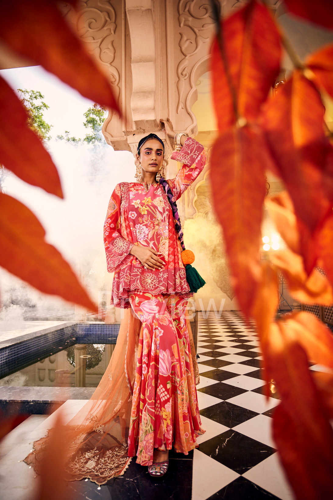 Red Hand-Embroidered Kurta Set