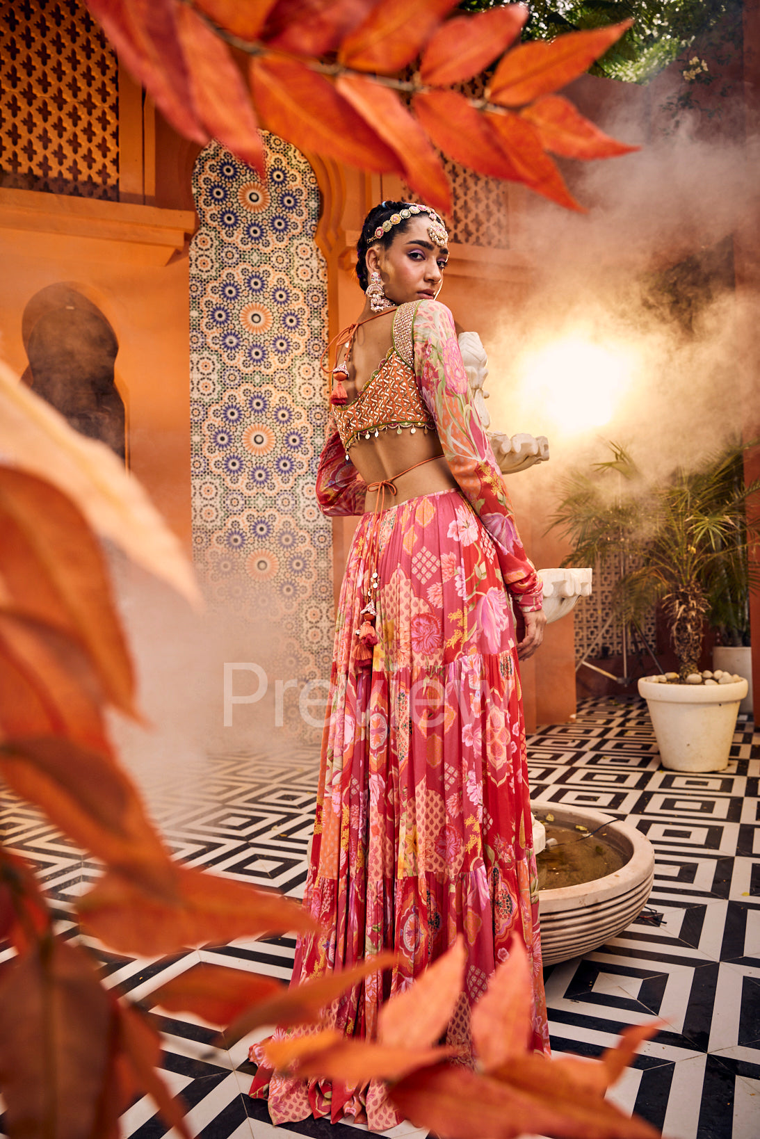 Red Anarkali with Dupatta
