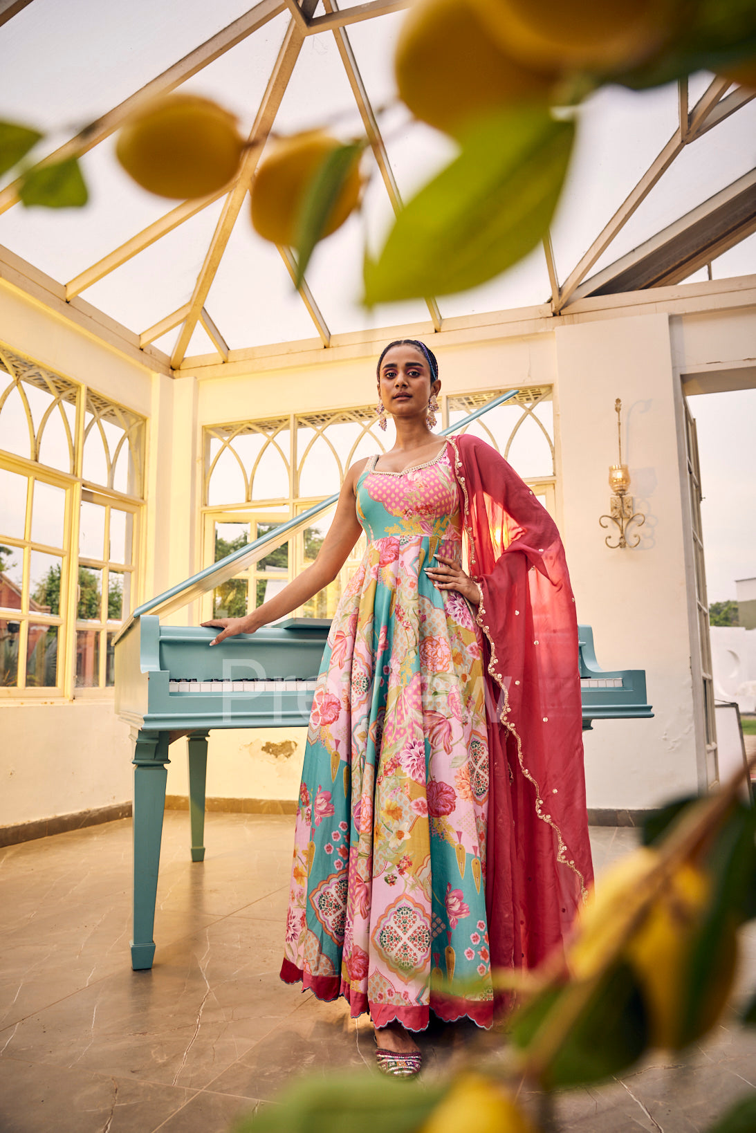 Blue Anarkali with Dupatta