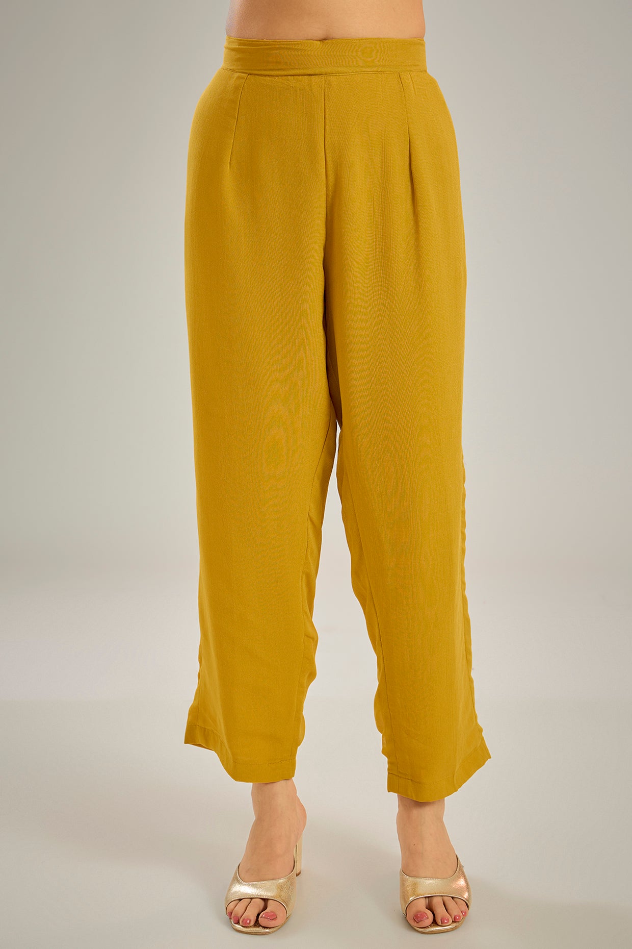 Yellow Georgette Sequins Hand Embroidered Kaftan Set