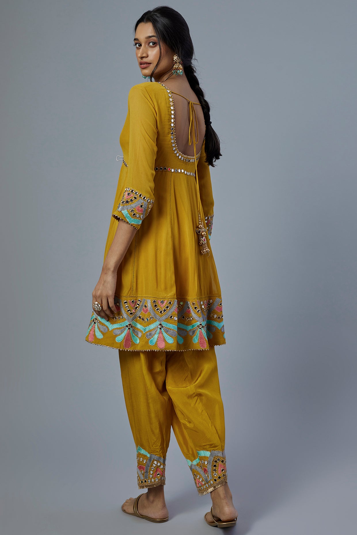 Yellow Georgette Anarkali Set