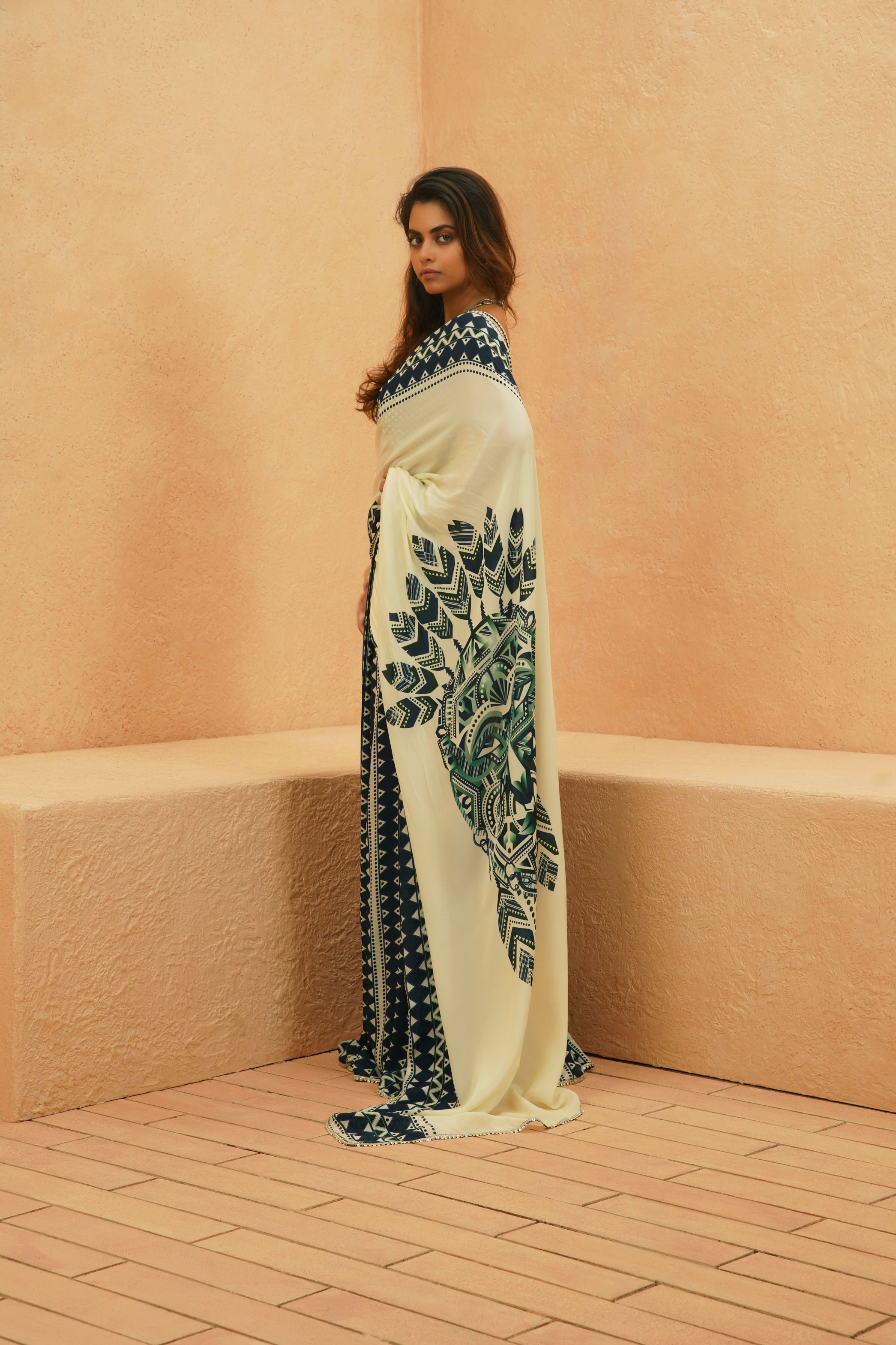 AFREEN MASK SAREE WITH METALLIC BUSTIER