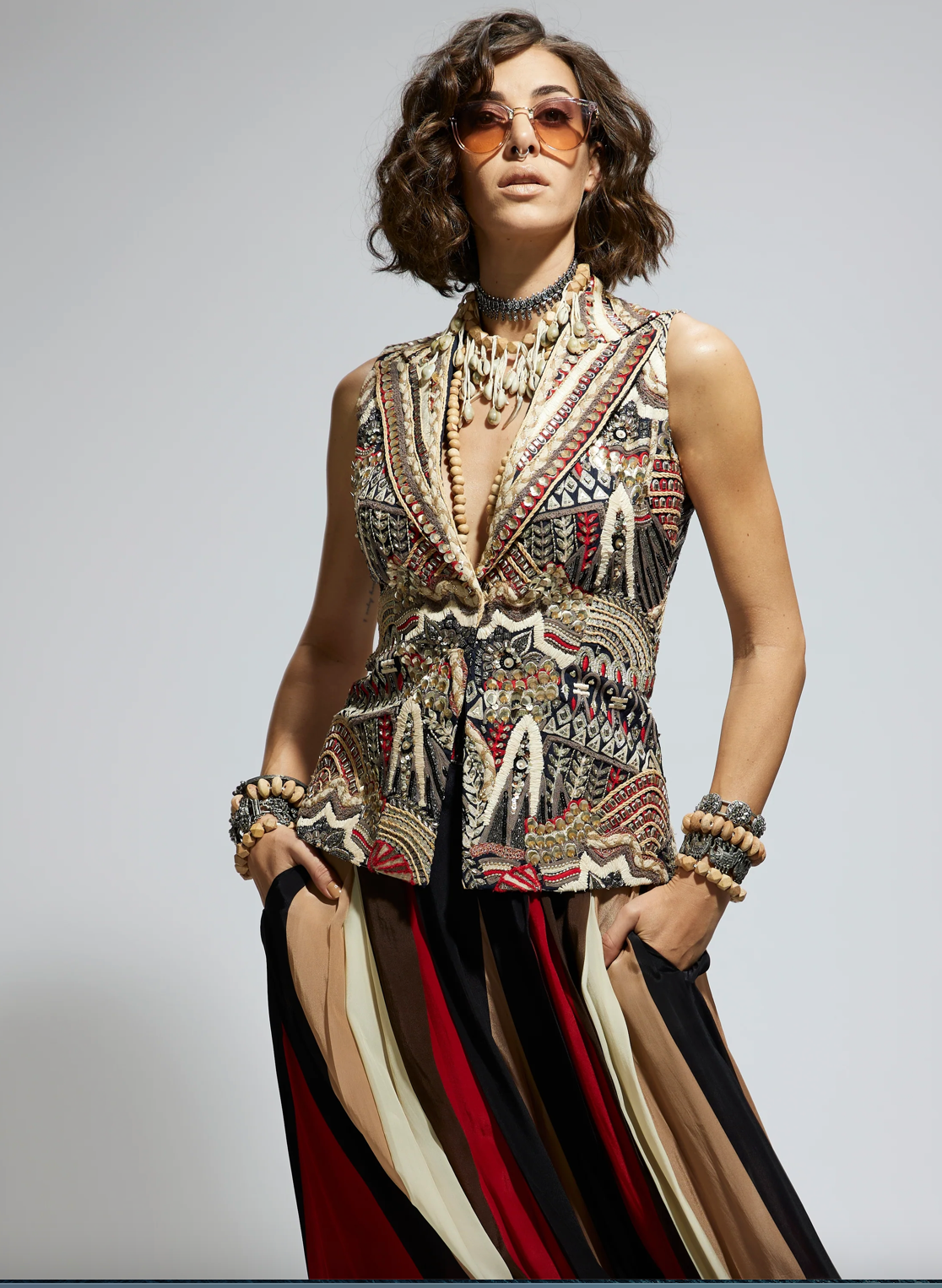 MULTI ABSTRACT EMBELLISHED JACKET