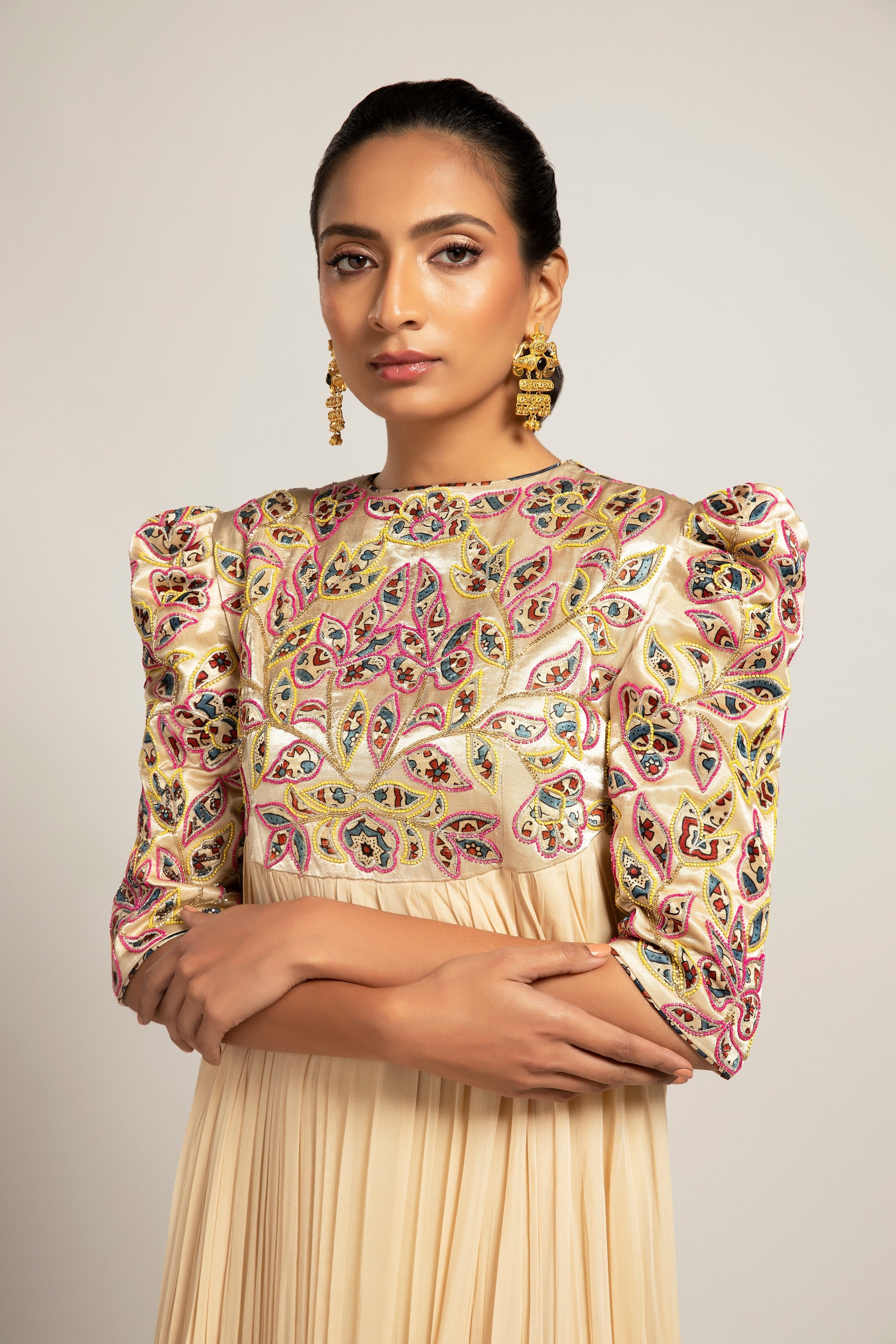 Hallowed Beige gathered dress