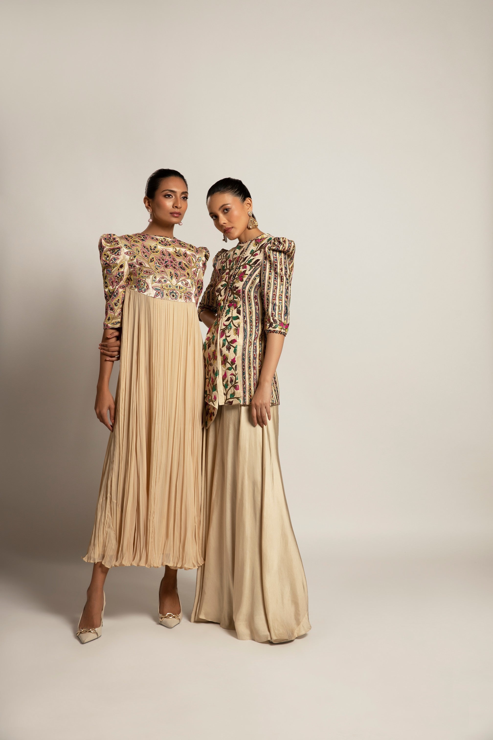 Hallowed Beige gathered dress