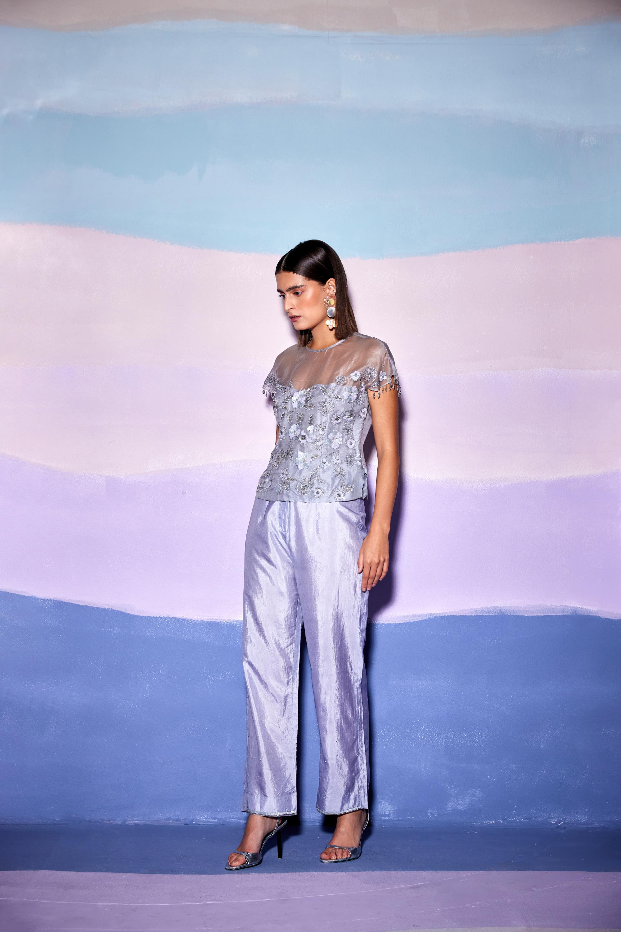 EMBELLISHED SILK PANTS