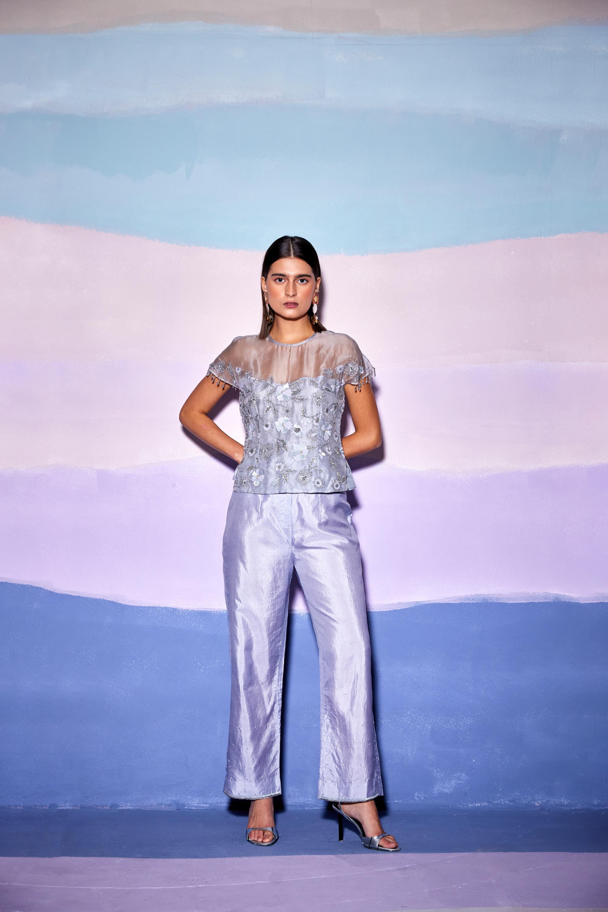 EMBELLISHED SILK PANTS