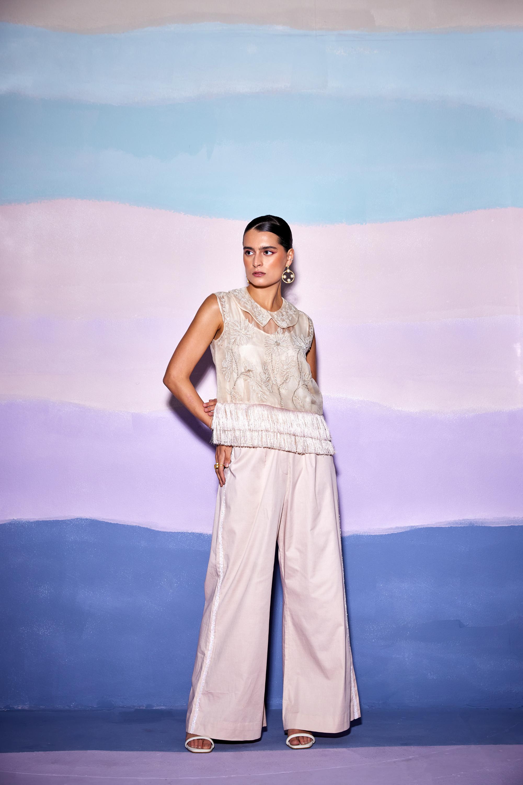 PETER COLLAR FRILLED TOP