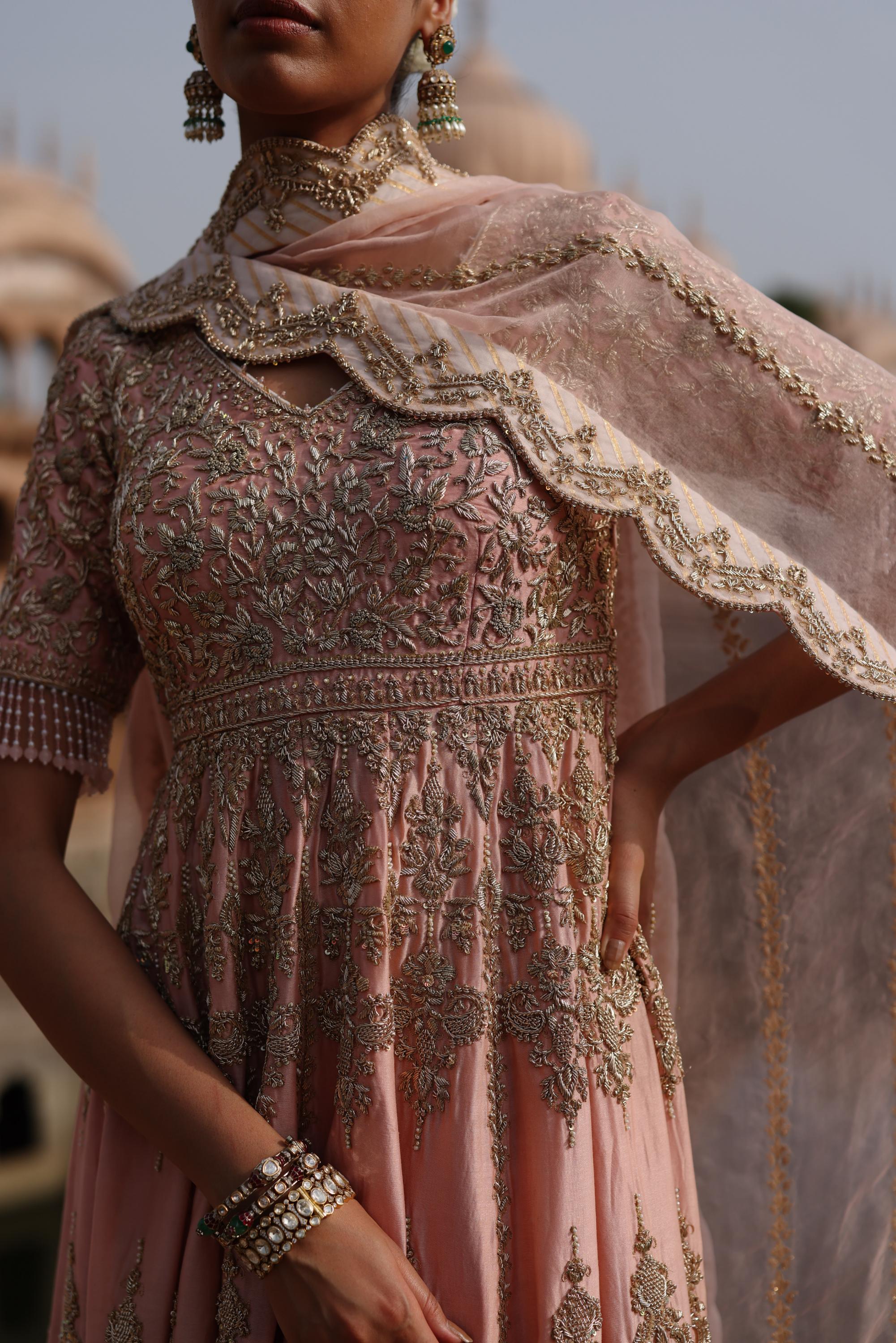 Mahrosh - Pink Kalidaar Anarkali Set with Palazzo & Dupatta