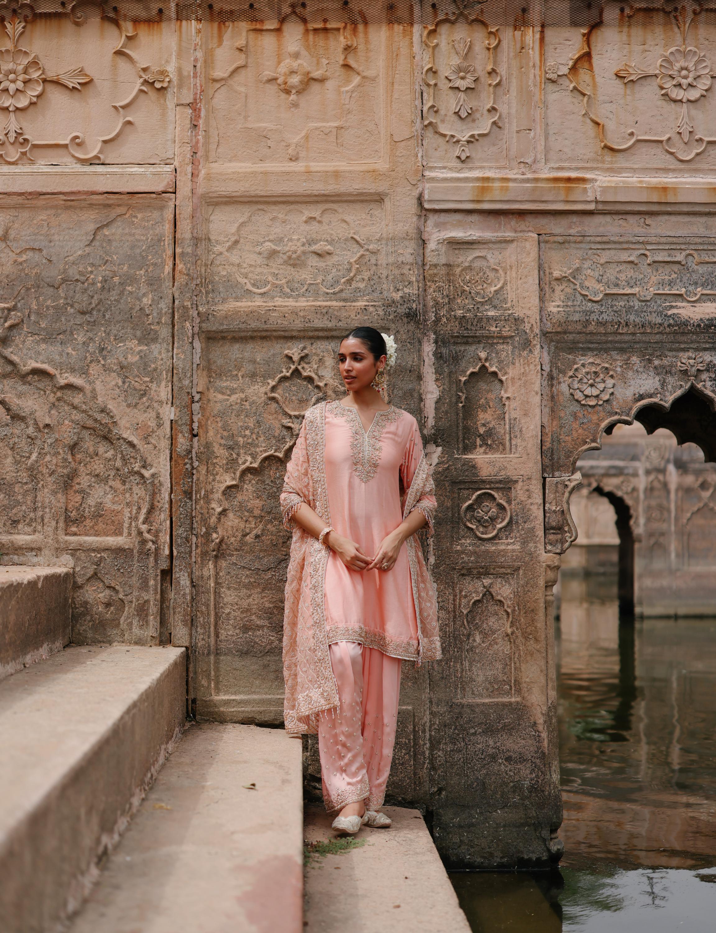 Maham - Pink Anarkali Set with Salwar & Dupatta