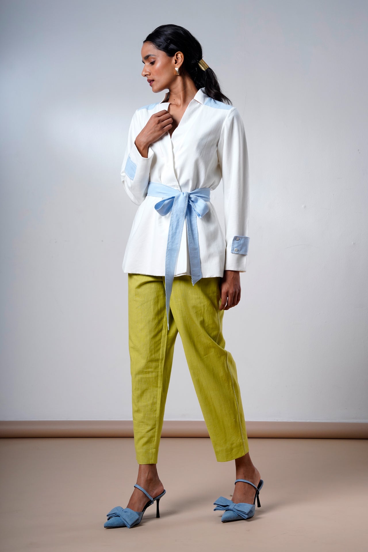 Taj-serene-ice-top-olive-pants