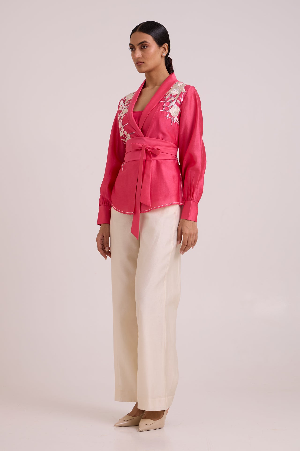 Petra - Wrap Blazer Top + Obi Belt + Pant Set