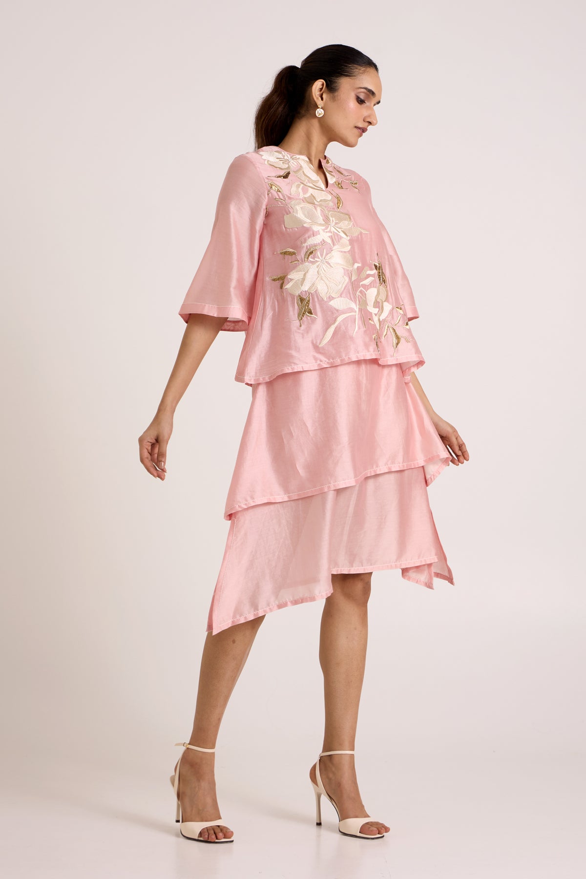 Ice Pink Quinn - Terraced Short Dress