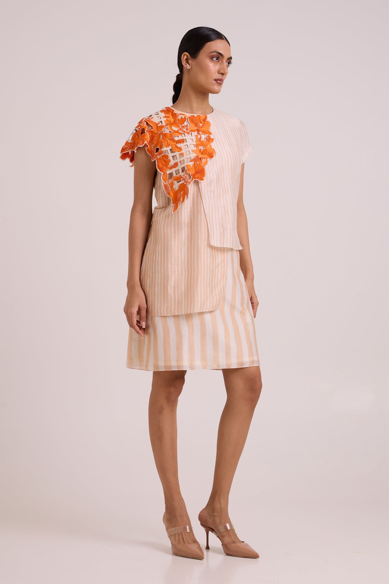 Kayo - Sunset & Almond Cutwork Short Dress