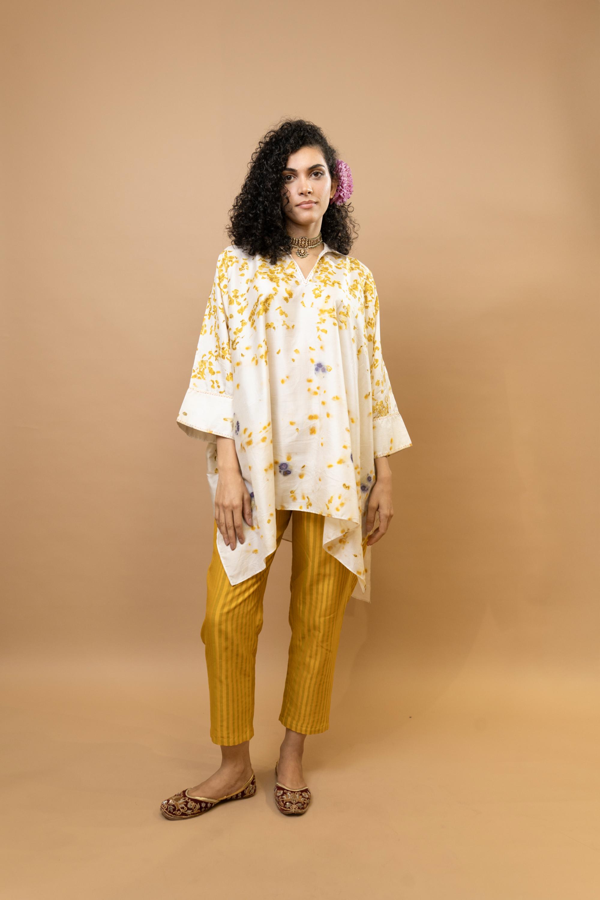 Marigold and rose petals kaftan top