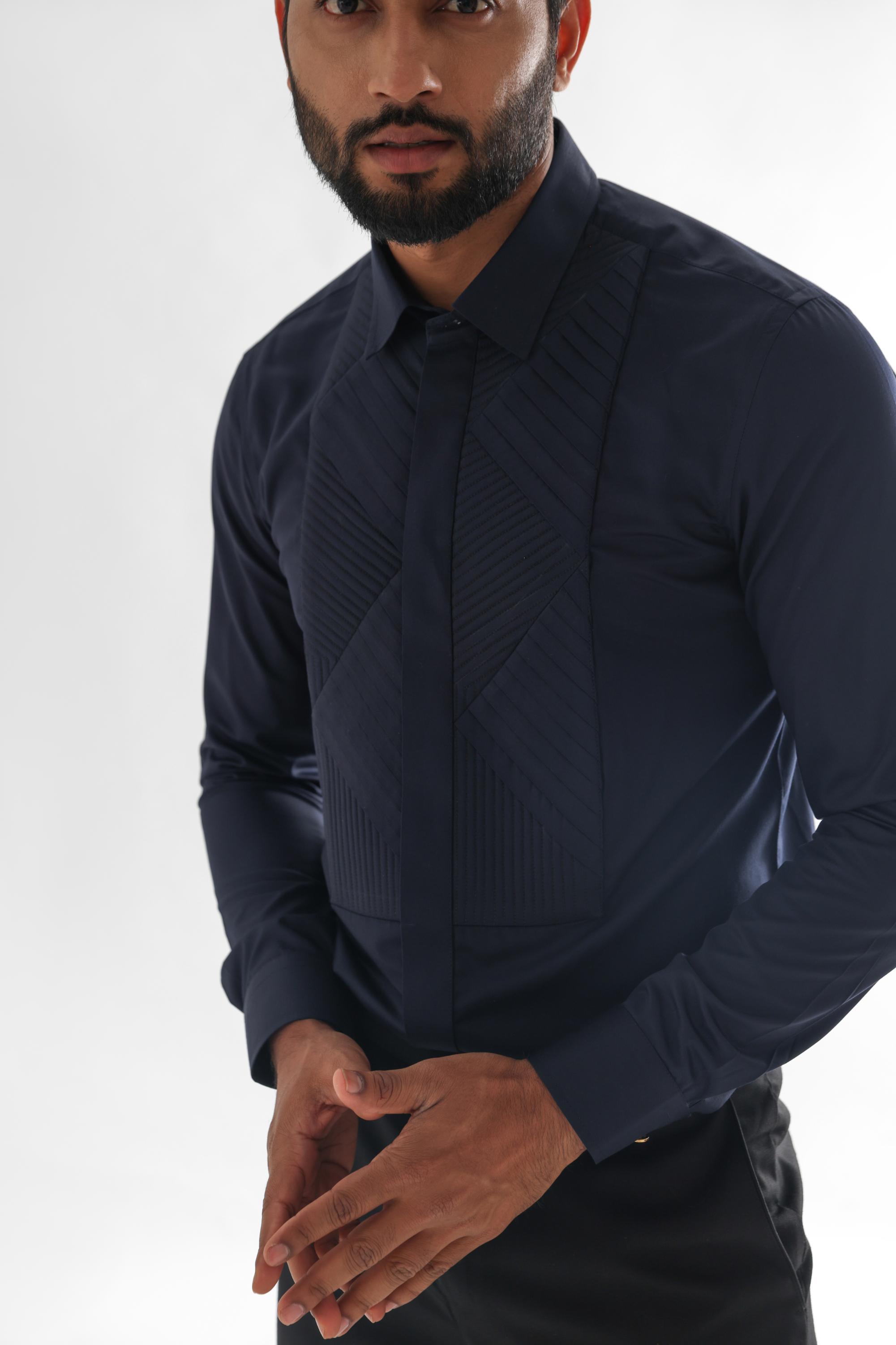 SHIRT - ZIGZAG PINTUCKS AND QUILTING