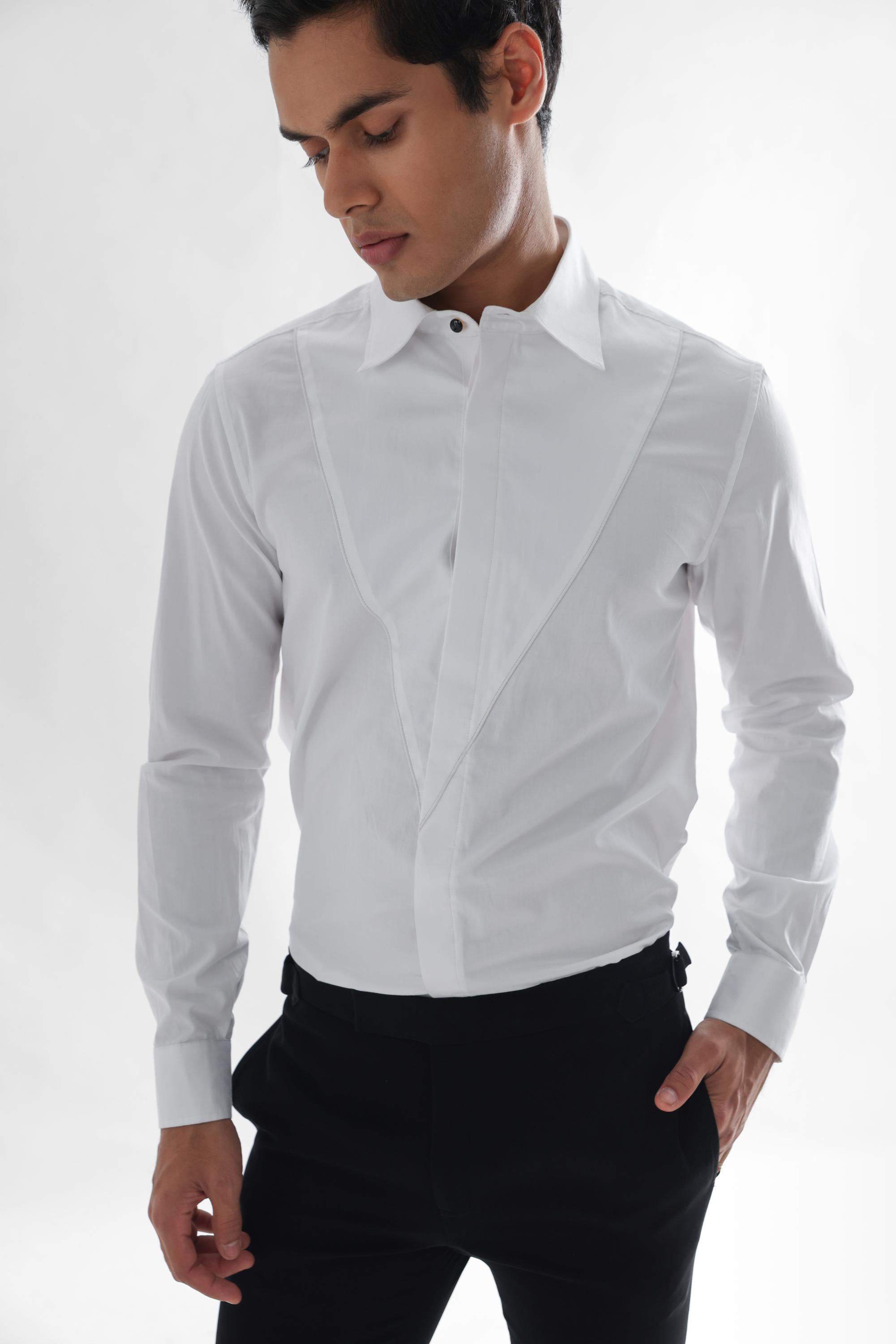 SHIRT- WHITE CORDING SHIRT