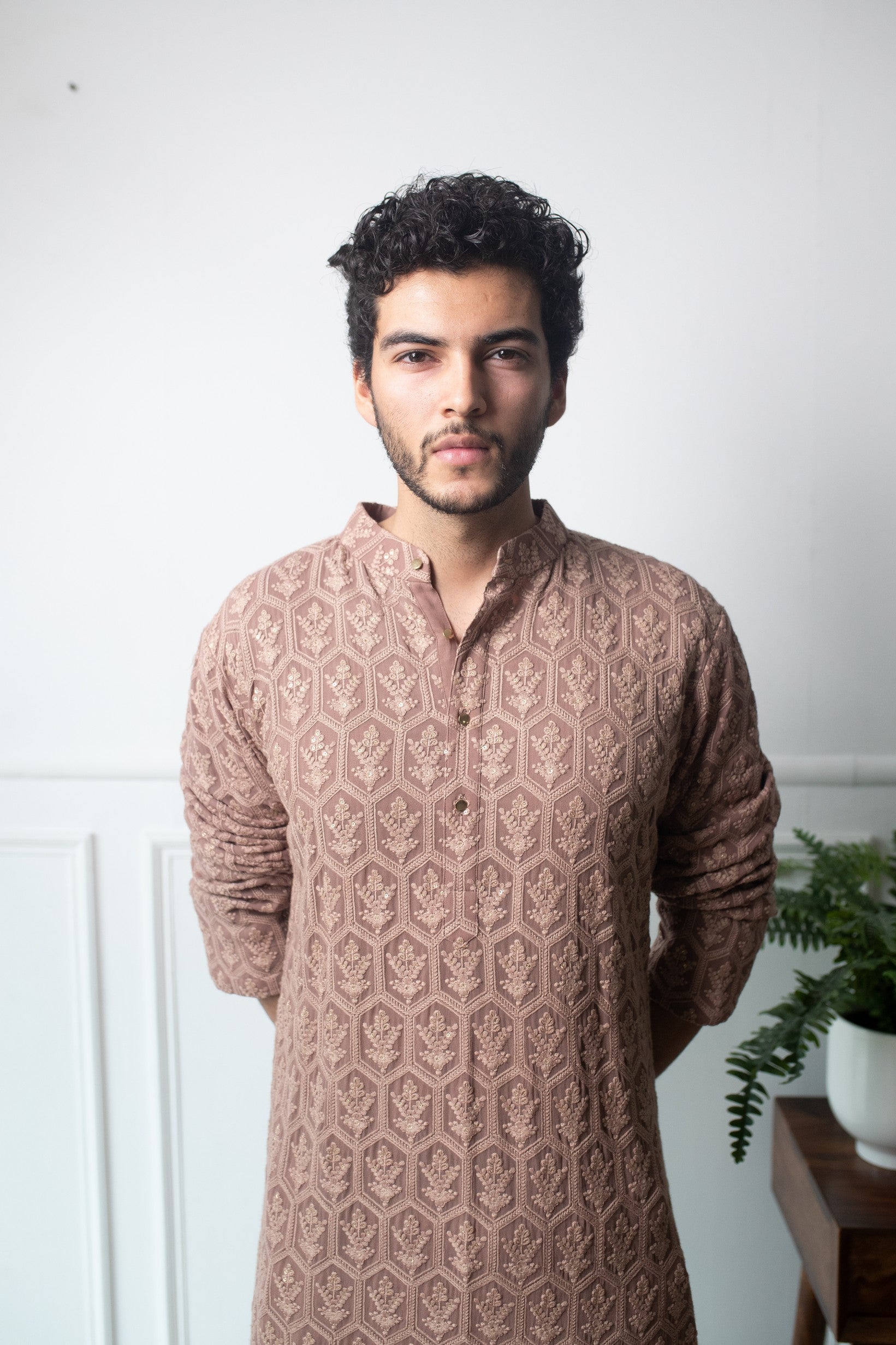 Rose taupe kurta set