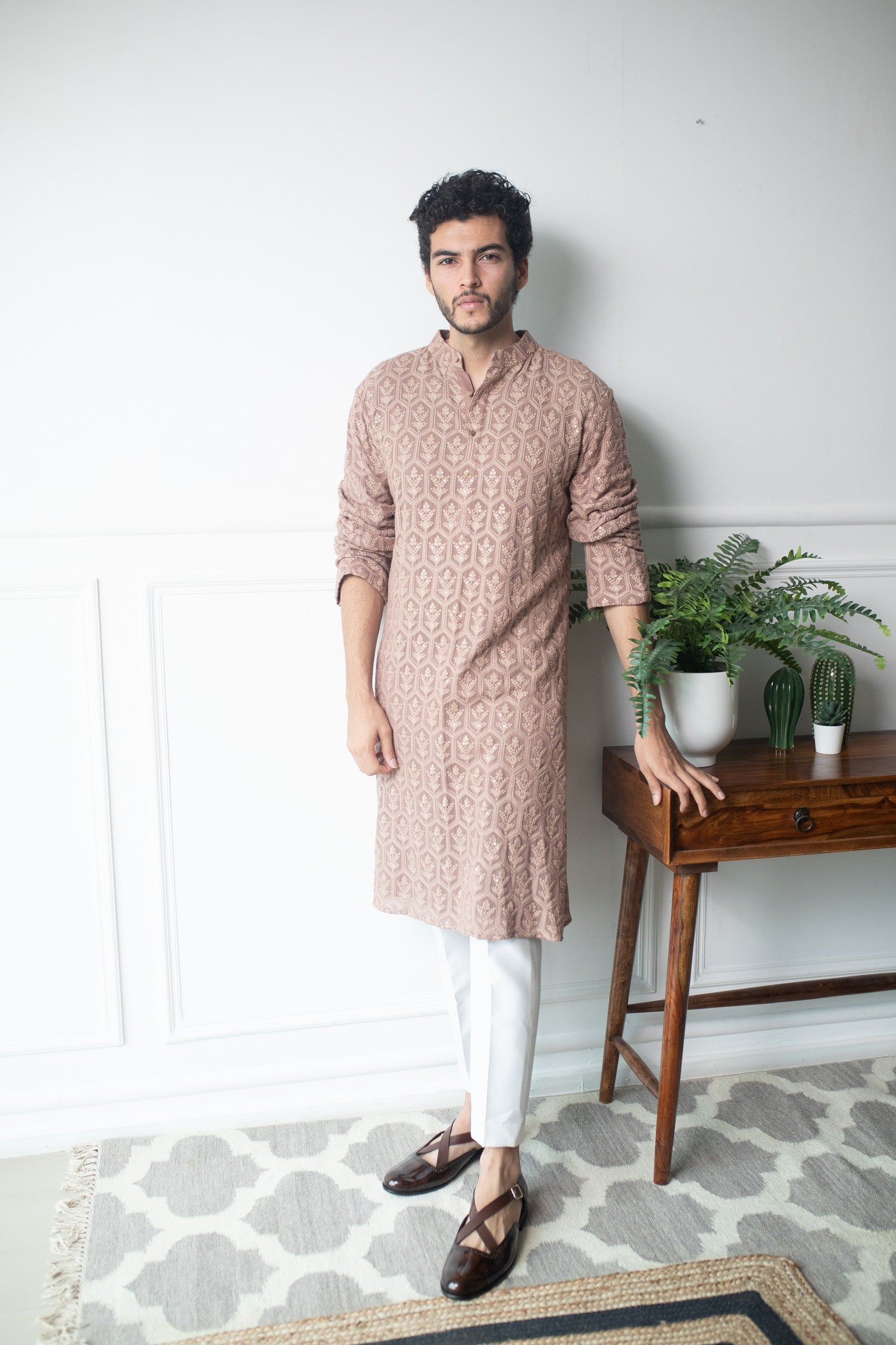 Rose taupe kurta set