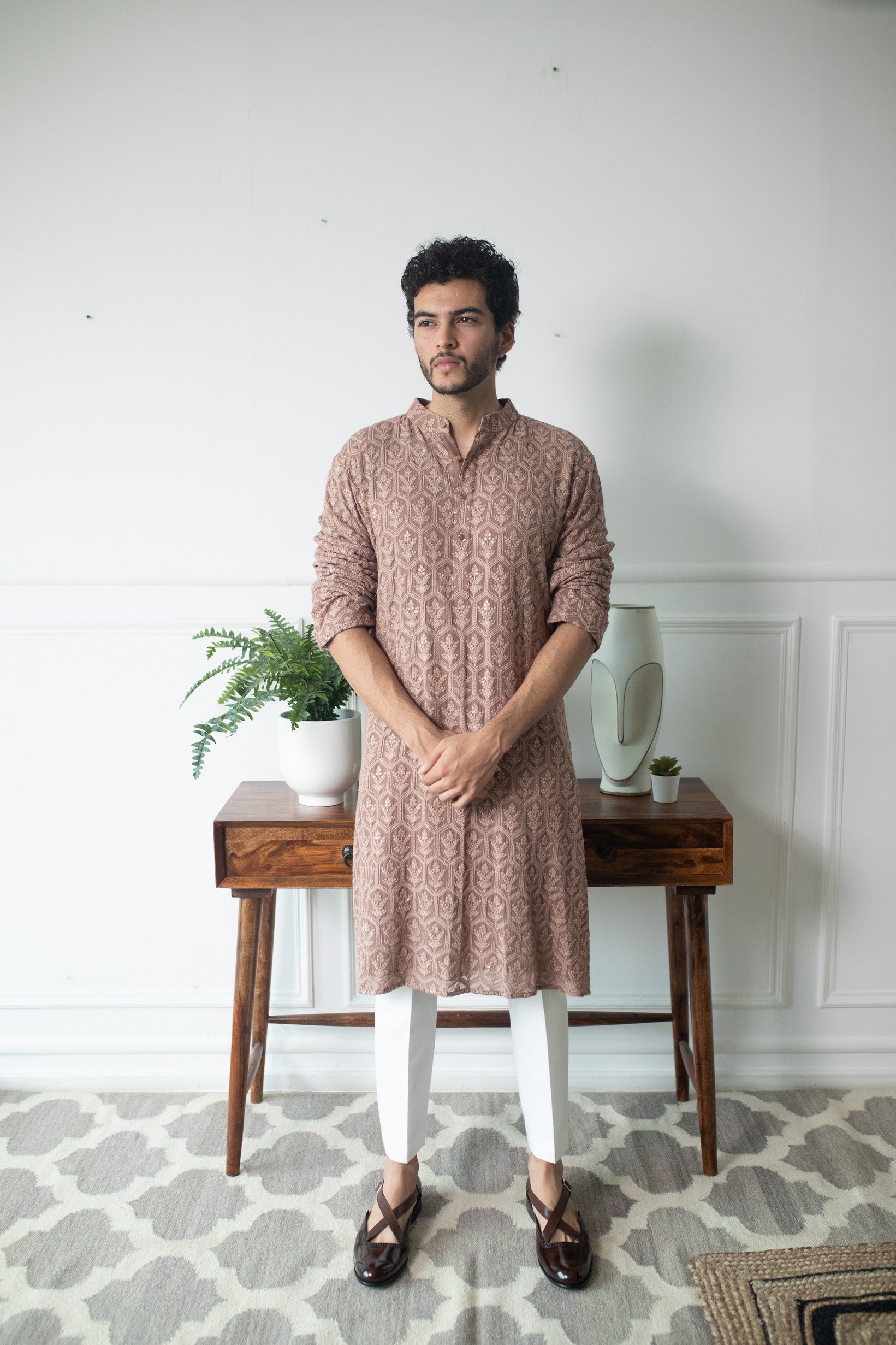 Rose taupe kurta set