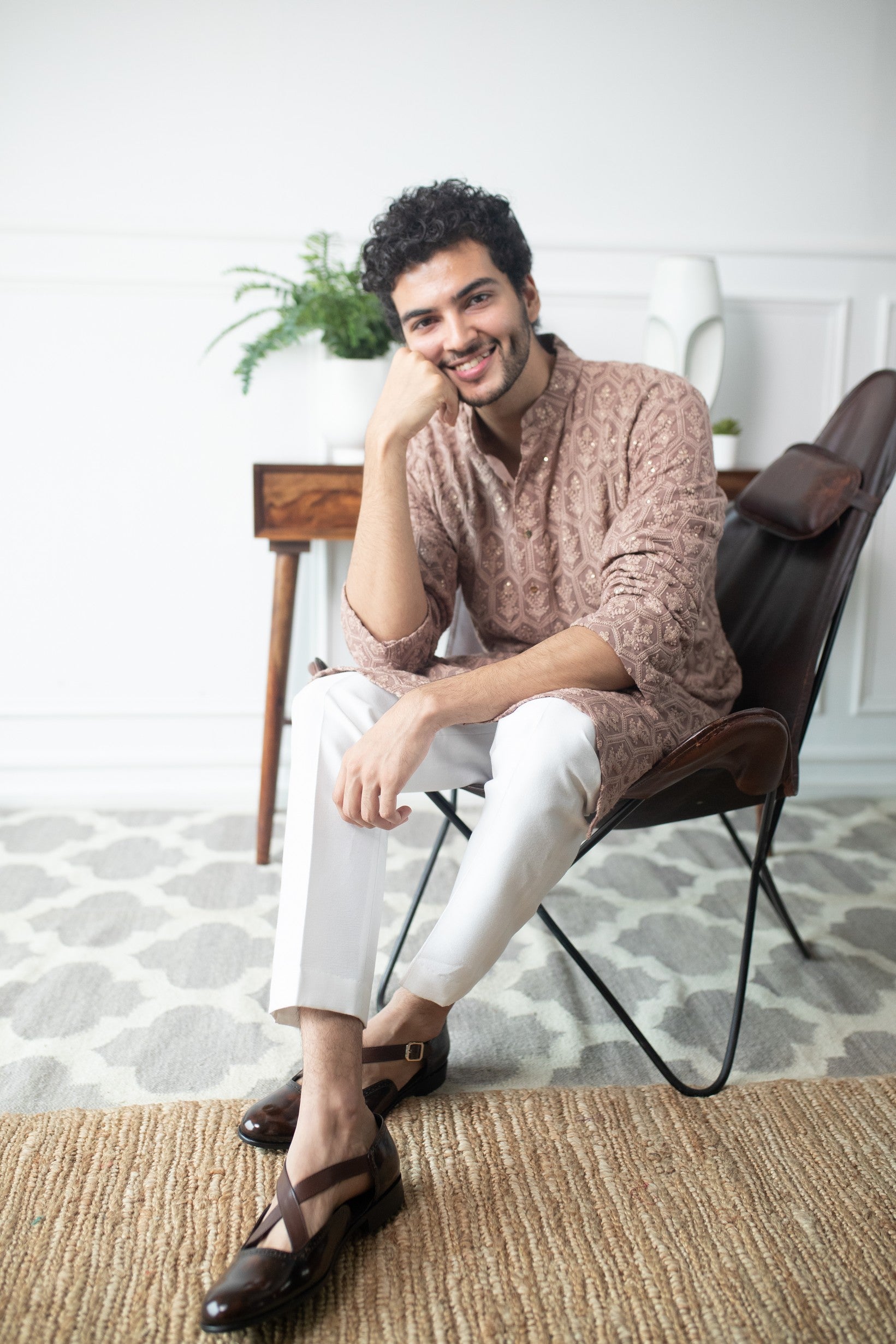 Rose taupe kurta set