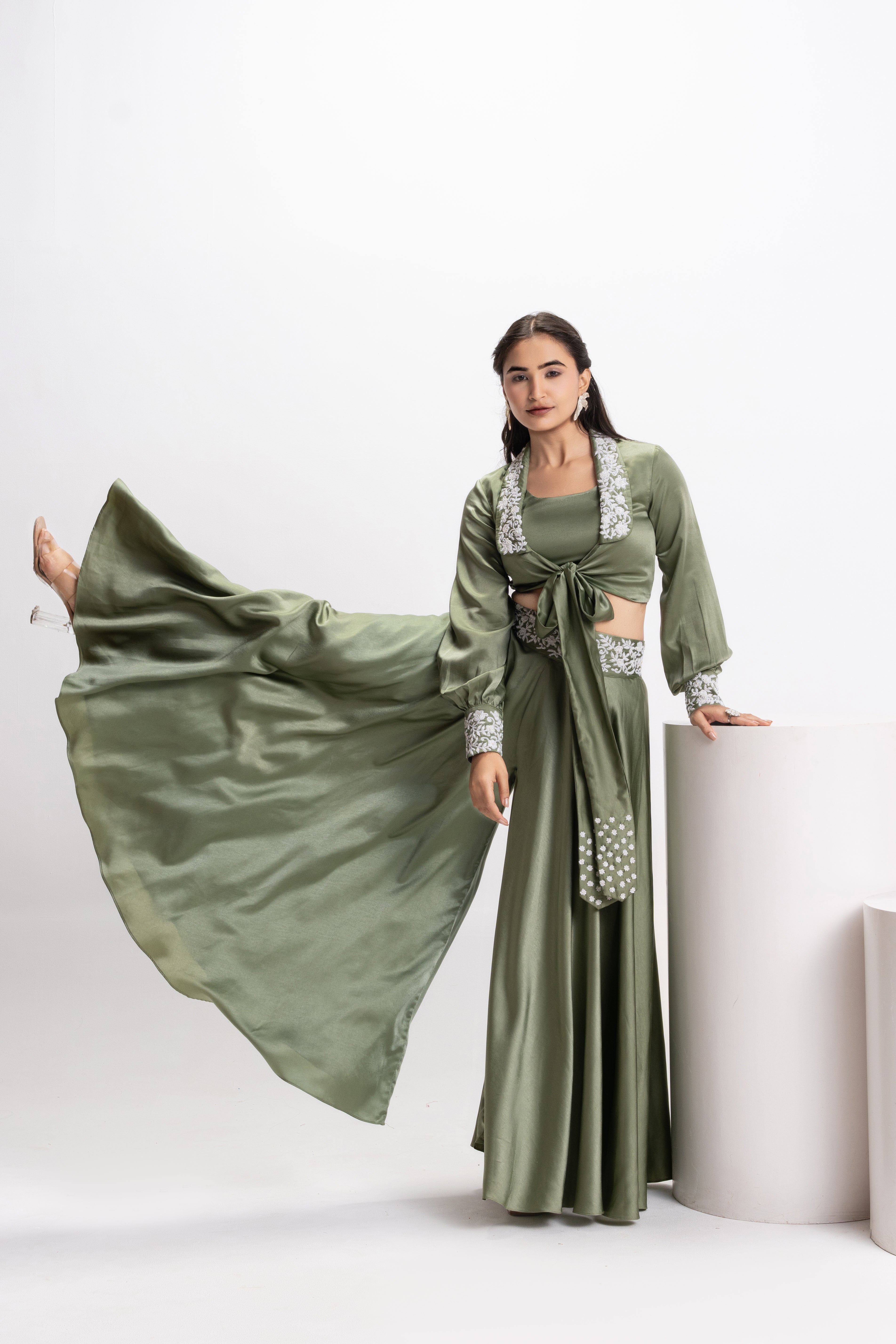 GREEN EMBELLISHED 3 PIECES SET