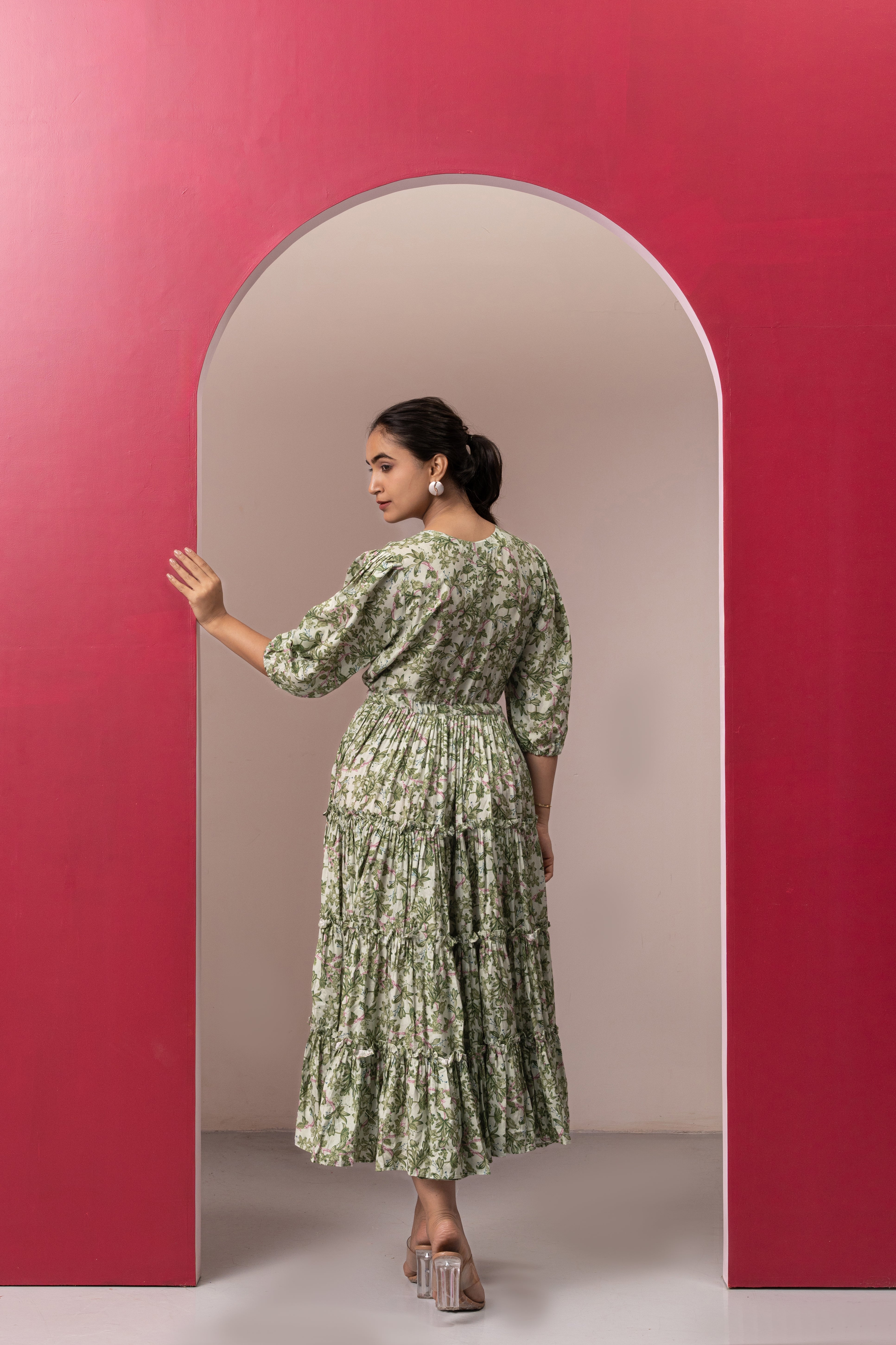 GREEN RAYON GYPSY DRESS