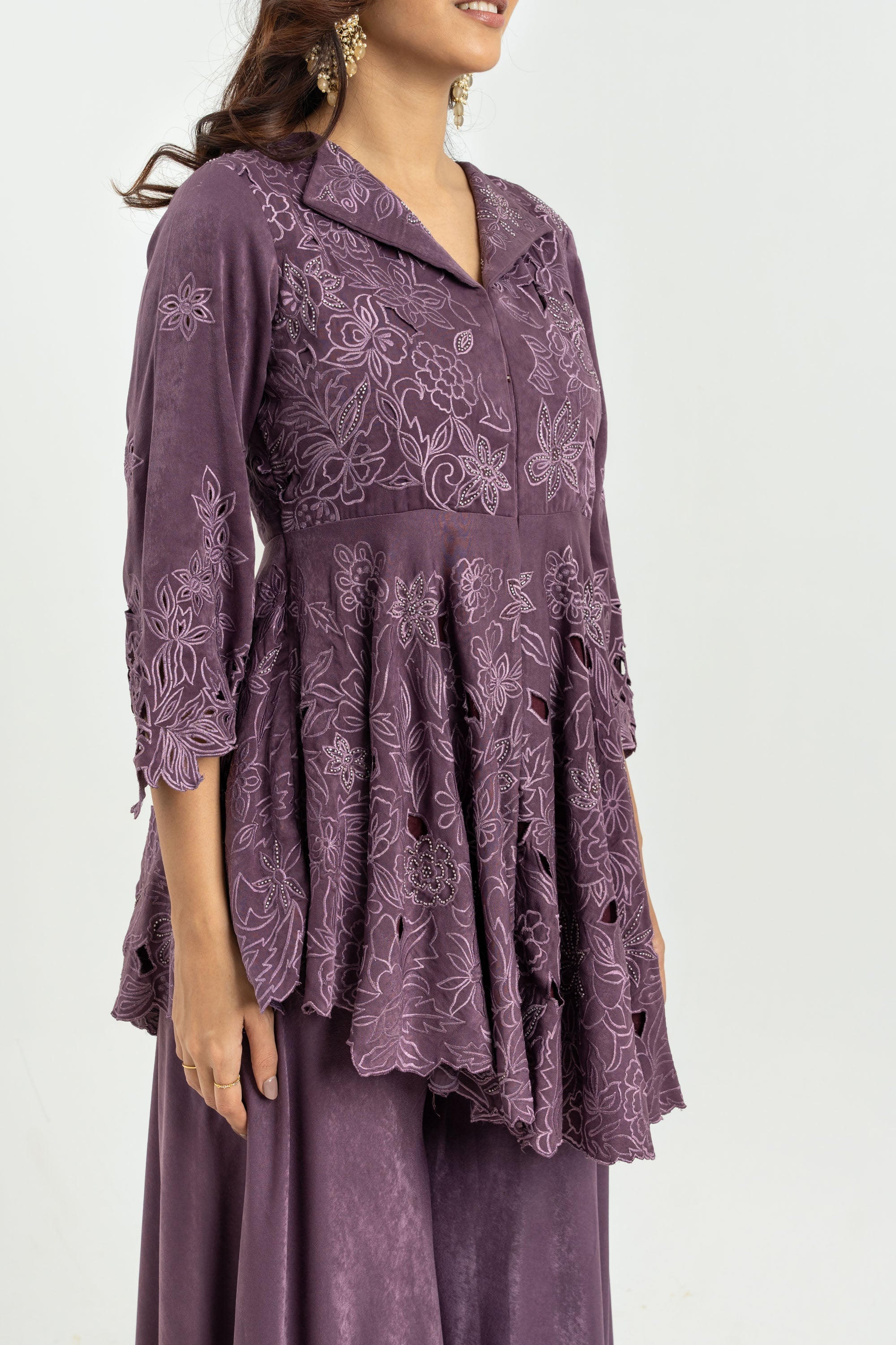 PURPPLE PEPLUM & PLAZO SET