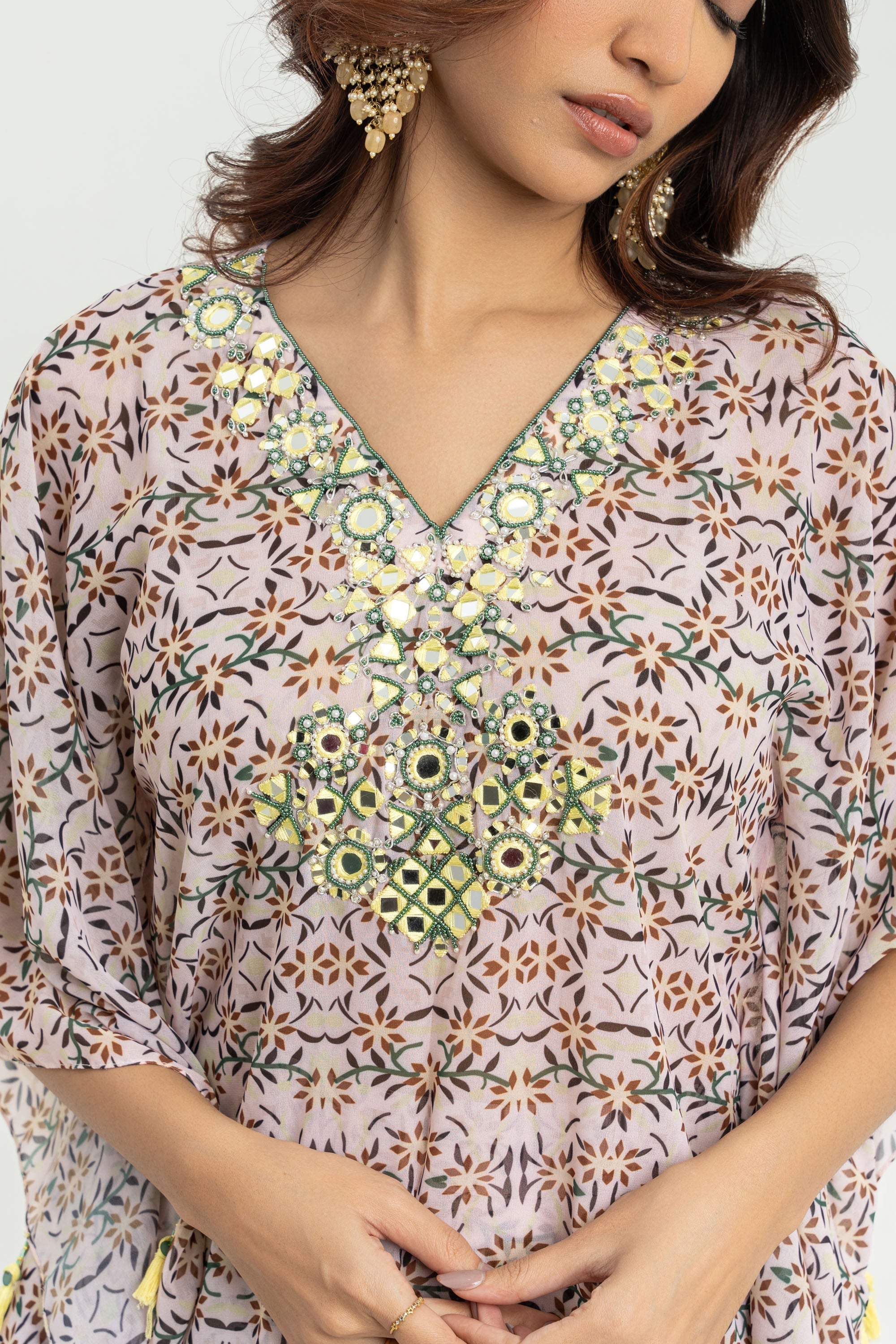 GEOMETRICAL PRINTED KAFTAN SET
